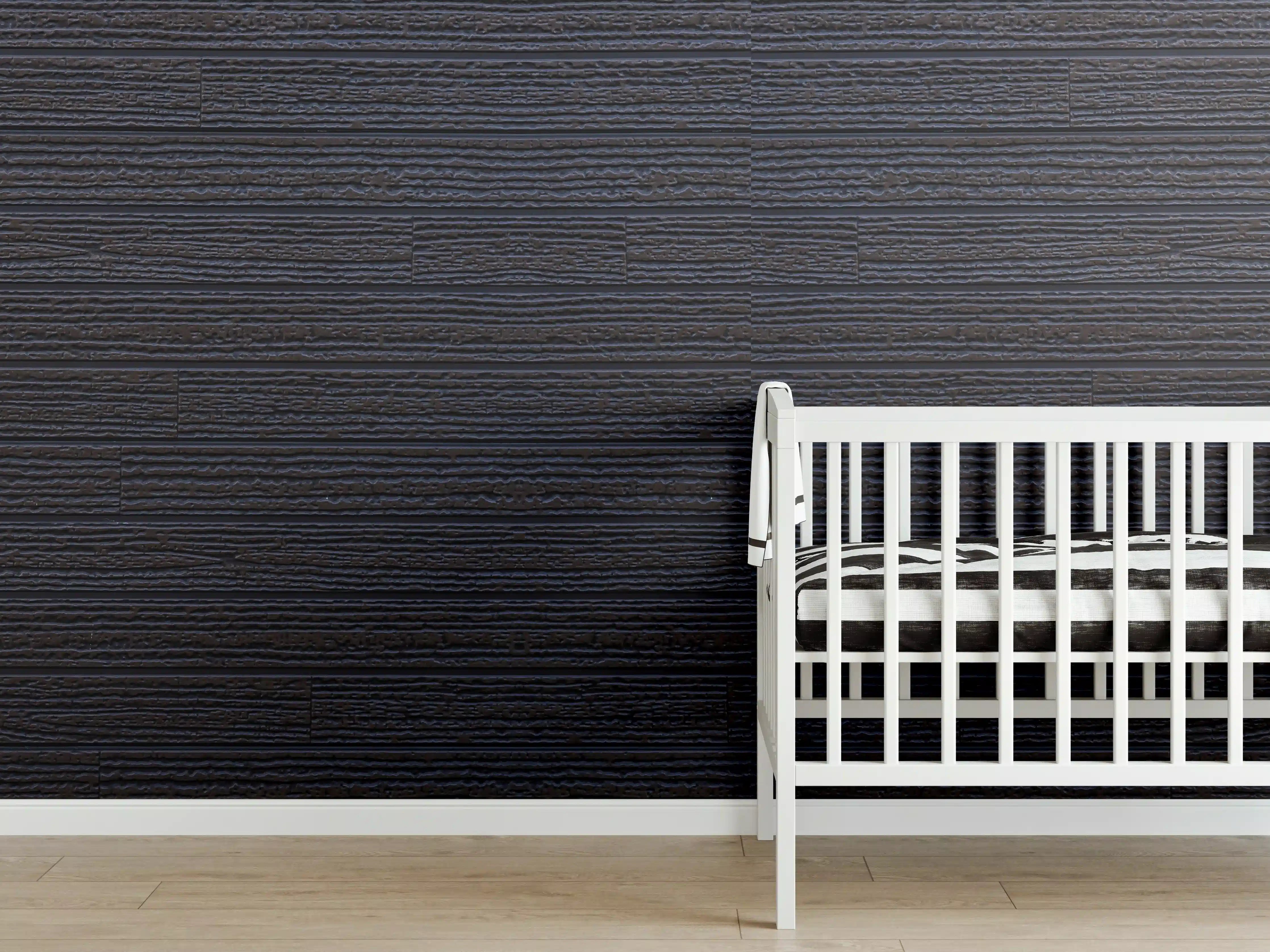 Babyzimmer Wandgestaltung - Schwarzes Holz - Vintage