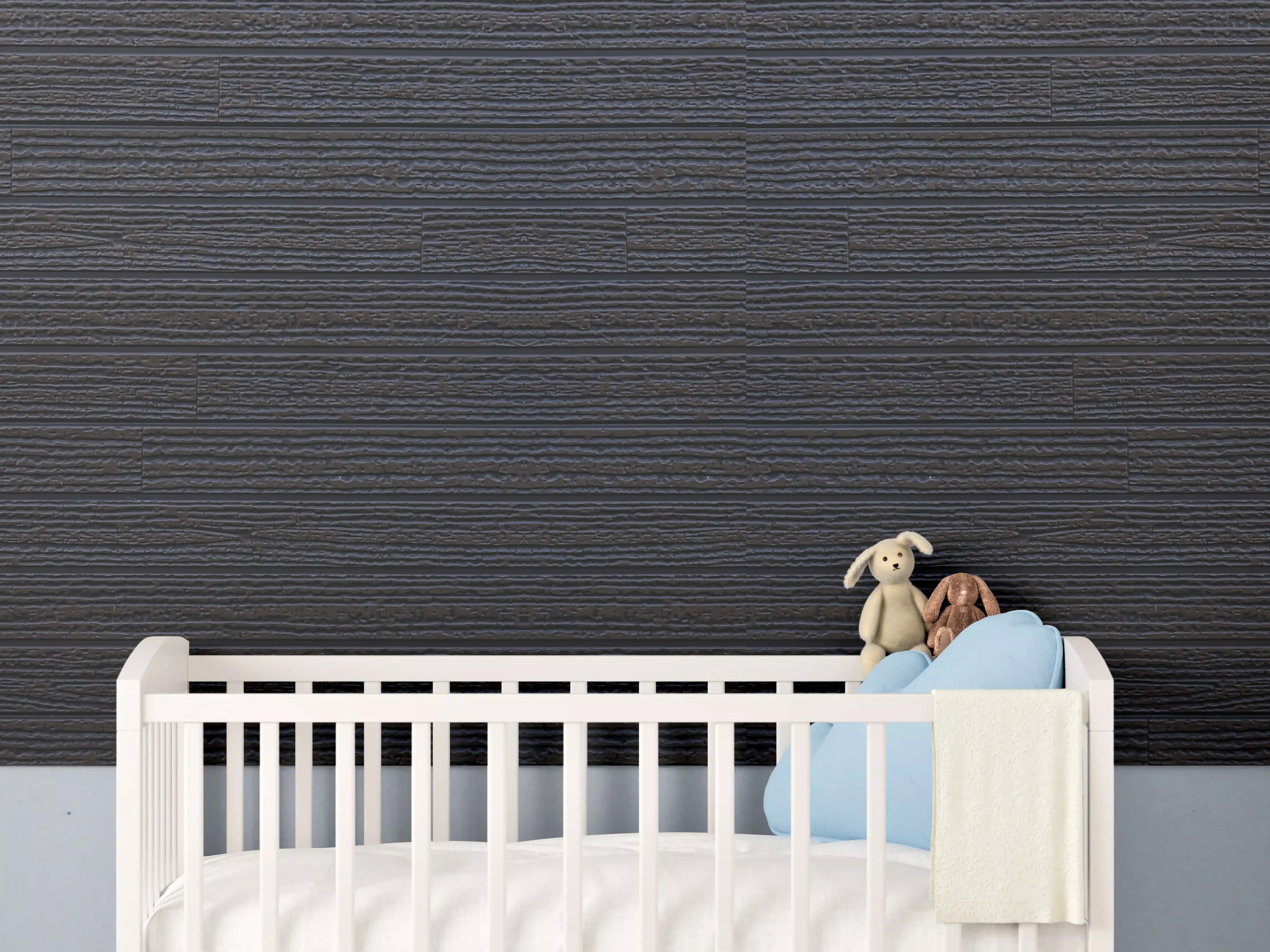 Babyzimmer Wandgestaltung - Schwarzes Holz - Vintage