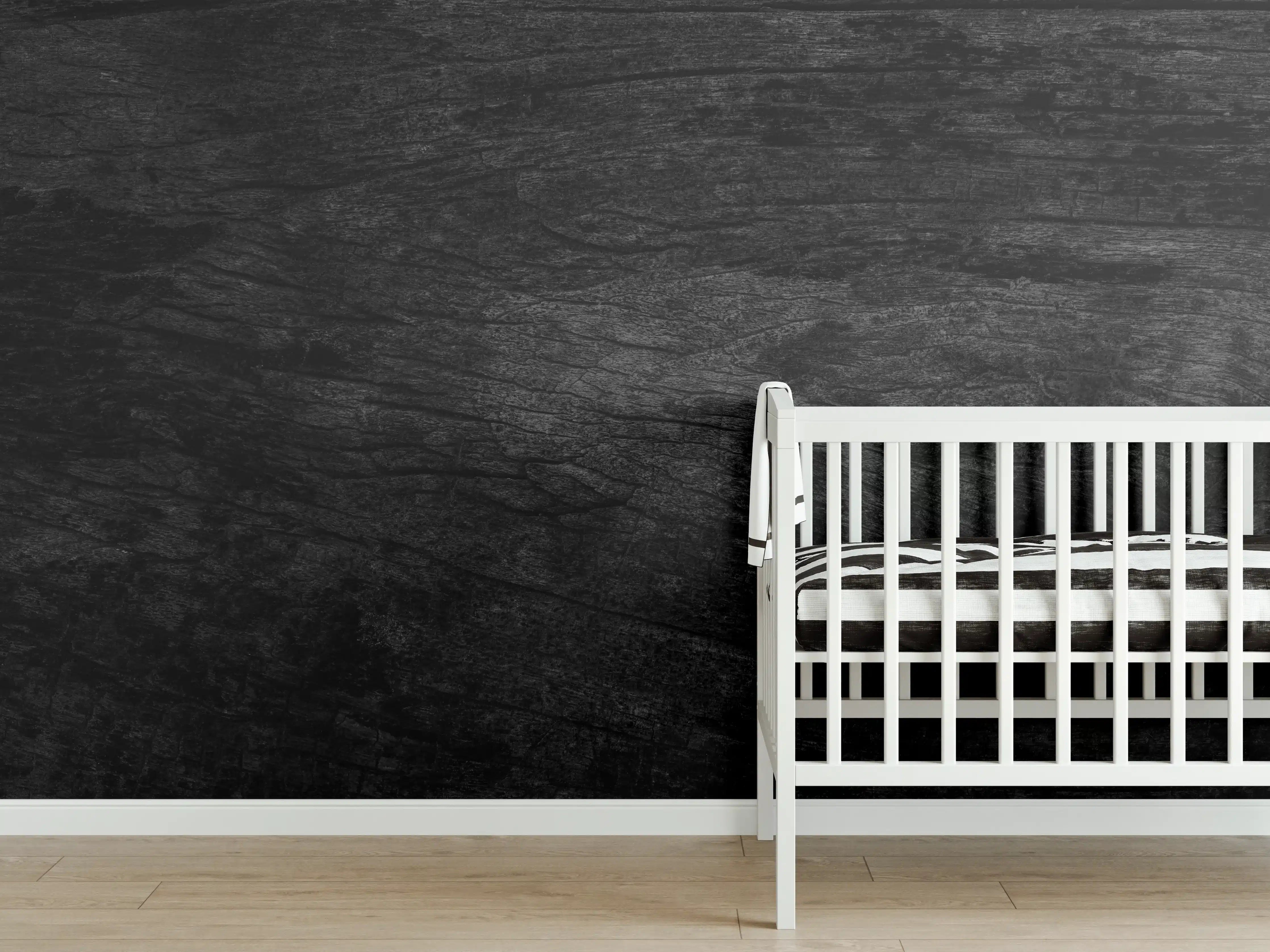 Babyzimmer Wandgestaltung - Schwarzes Holz Muster mit Textur