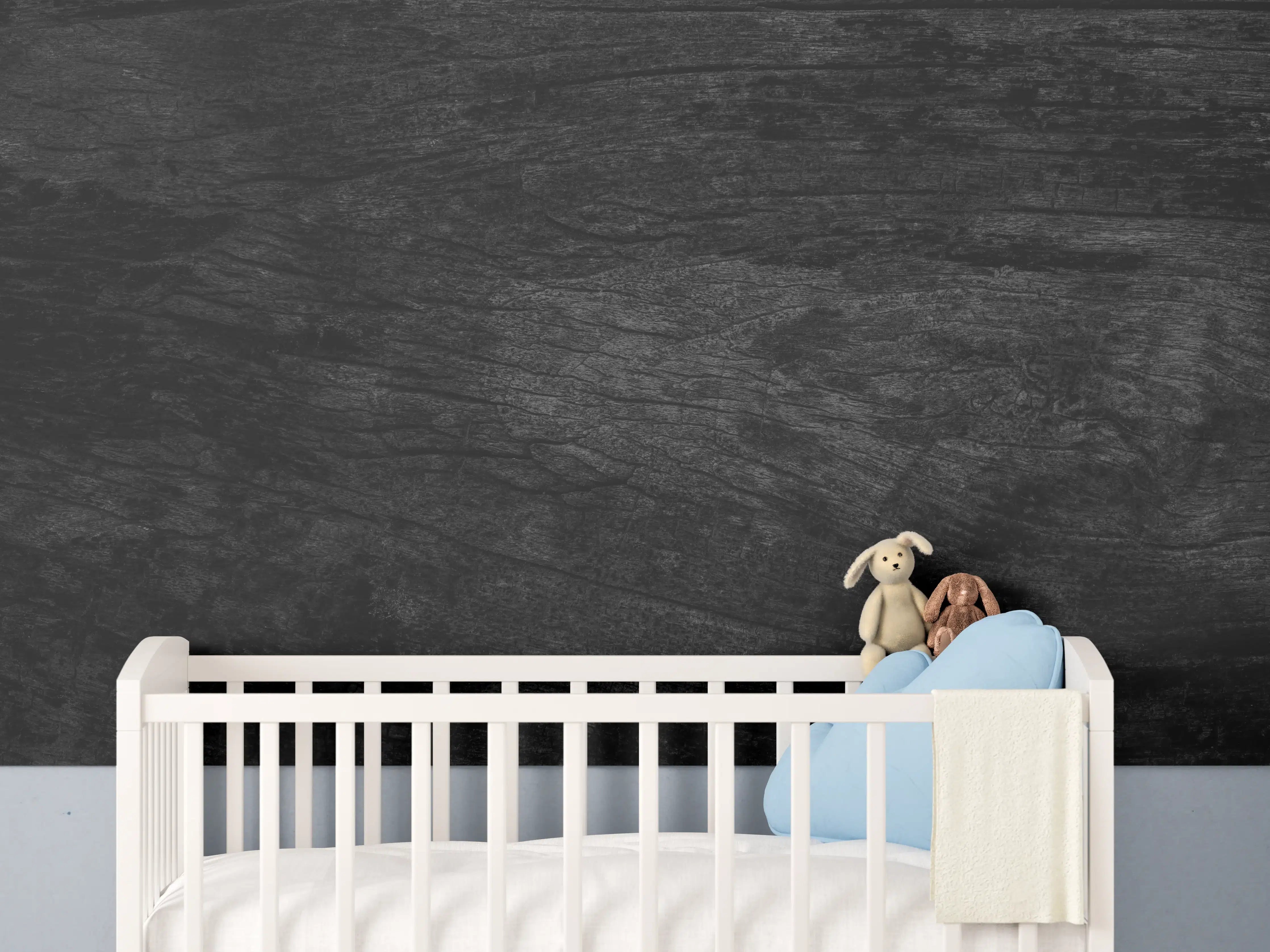 Babyzimmer Wandgestaltung - Schwarzes Holz Muster mit Textur