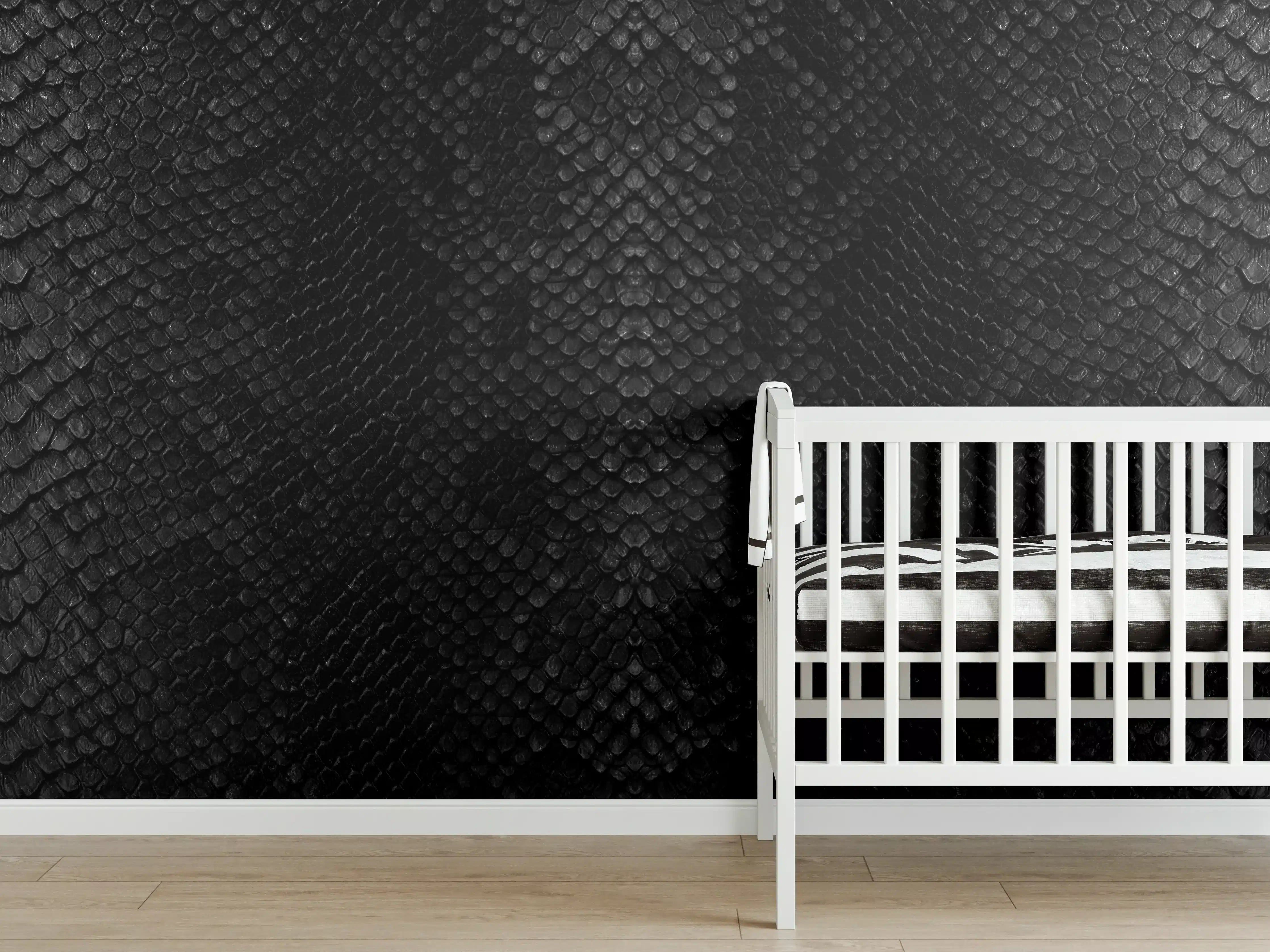 Babyzimmer Wandgestaltung - Schwarzes Schlangenhautmuster