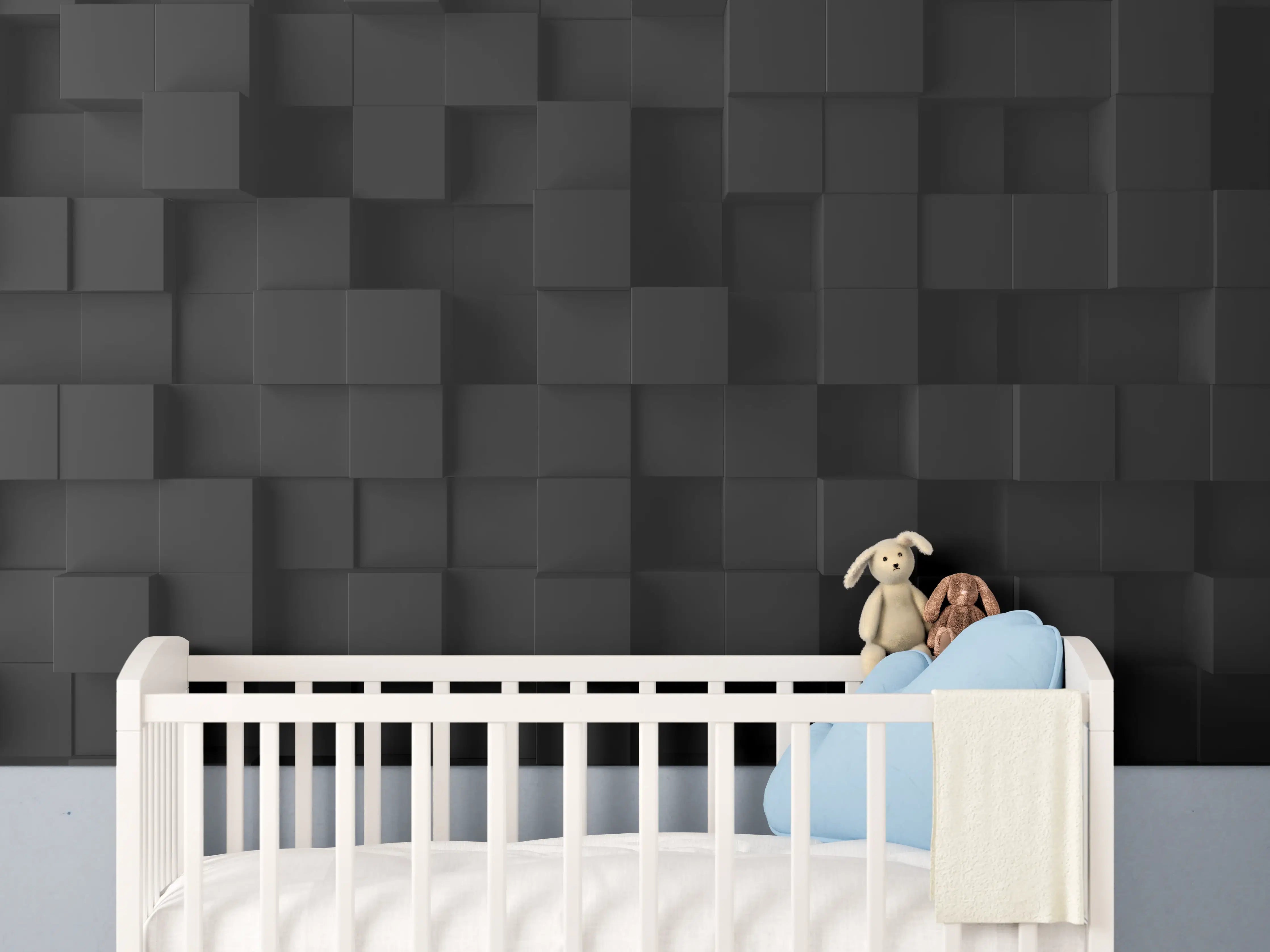 Babyzimmer Wandgestaltung - Schwarzes Vierecks Muster