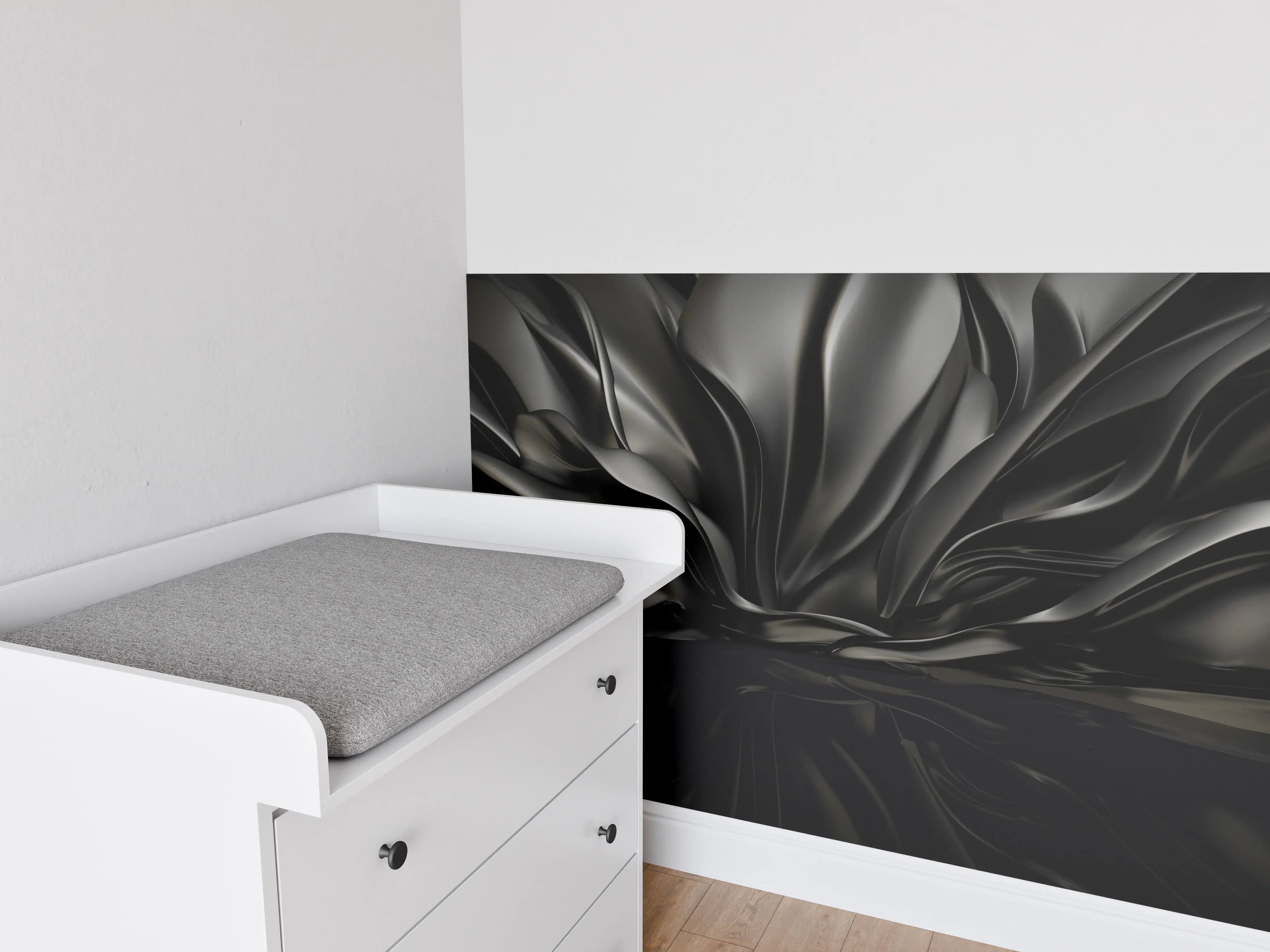 Babyzimmer Wandgestaltung - Schwarzes Wellenmuster