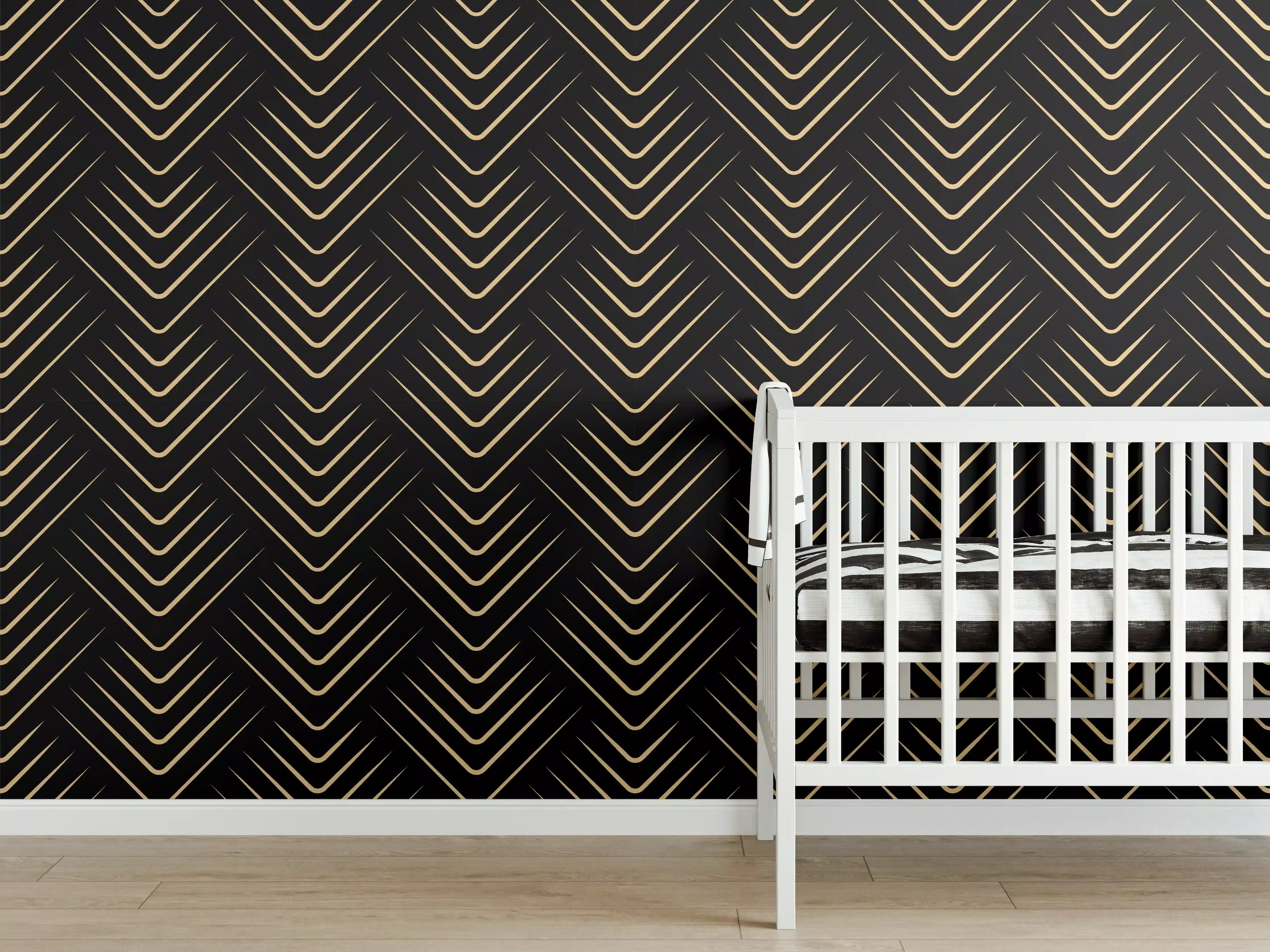 Babyzimmer Wandgestaltung - Schwarzes Zickzack-Linienmuster