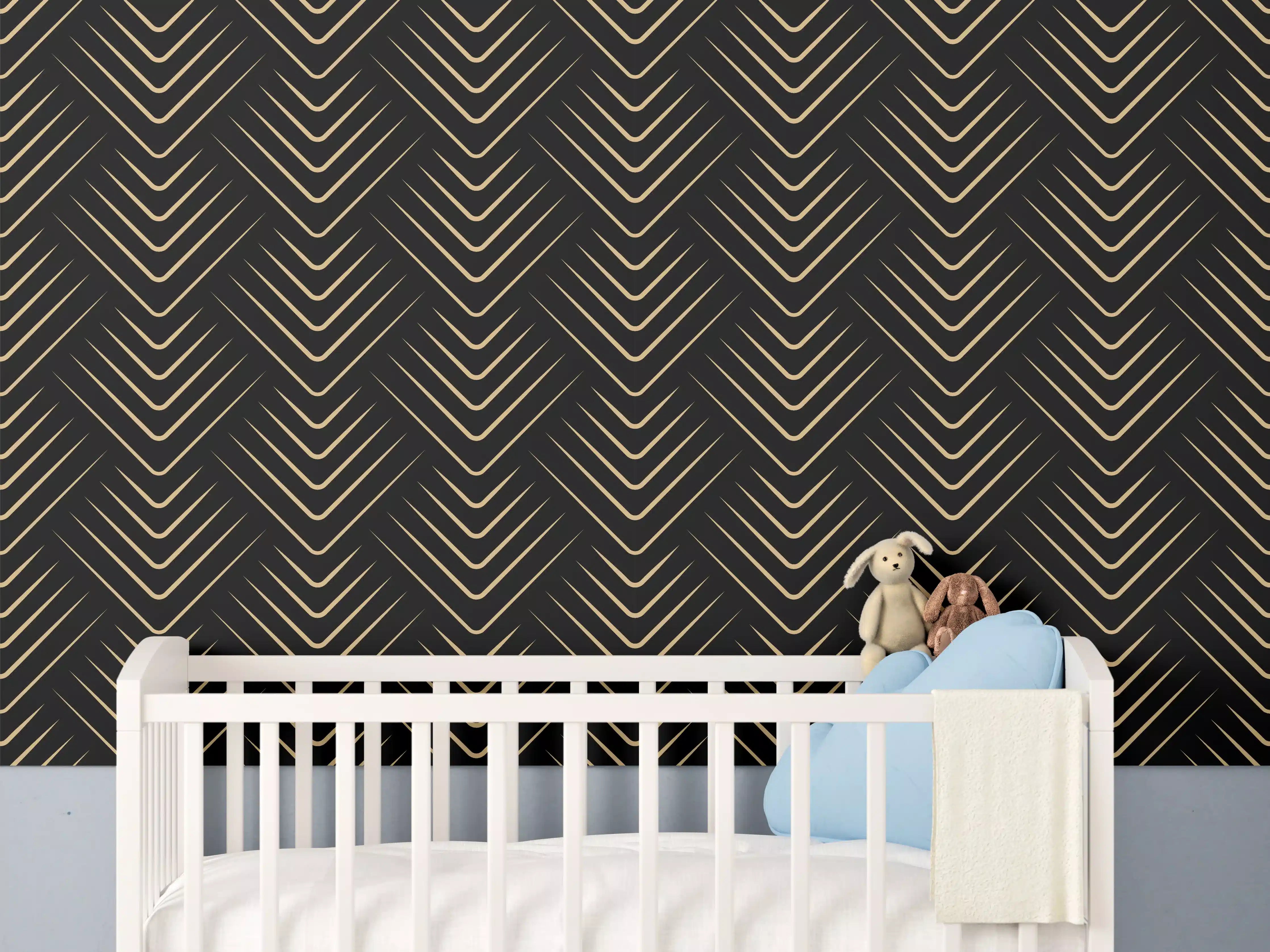 Babyzimmer Wandgestaltung - Schwarzes Zickzack-Linienmuster
