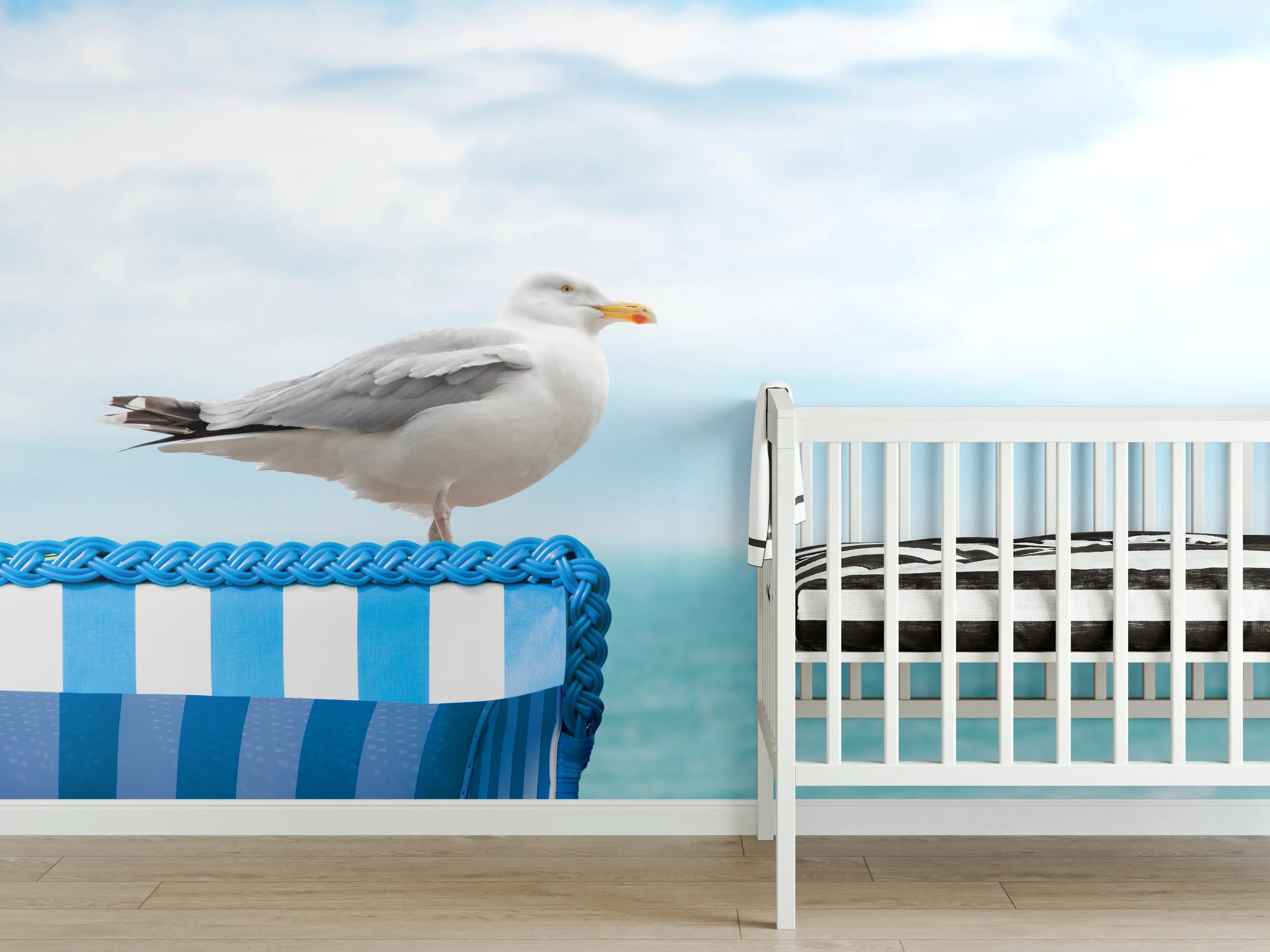 Babyzimmer Wandgestaltung - Seagull by the Beach Chair