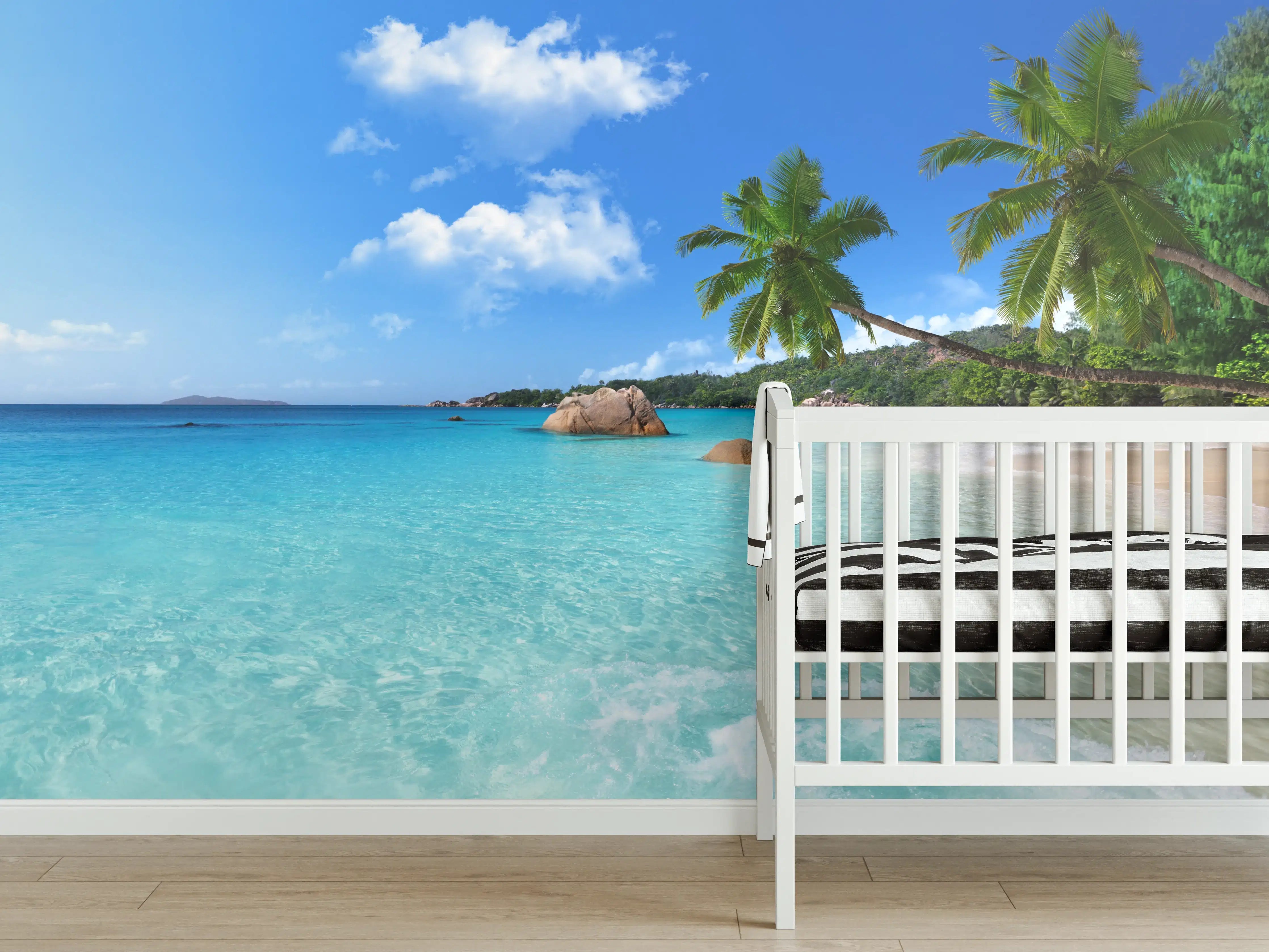 Babyzimmer Wandgestaltung - Seychellen Paradiesstrand Türkis