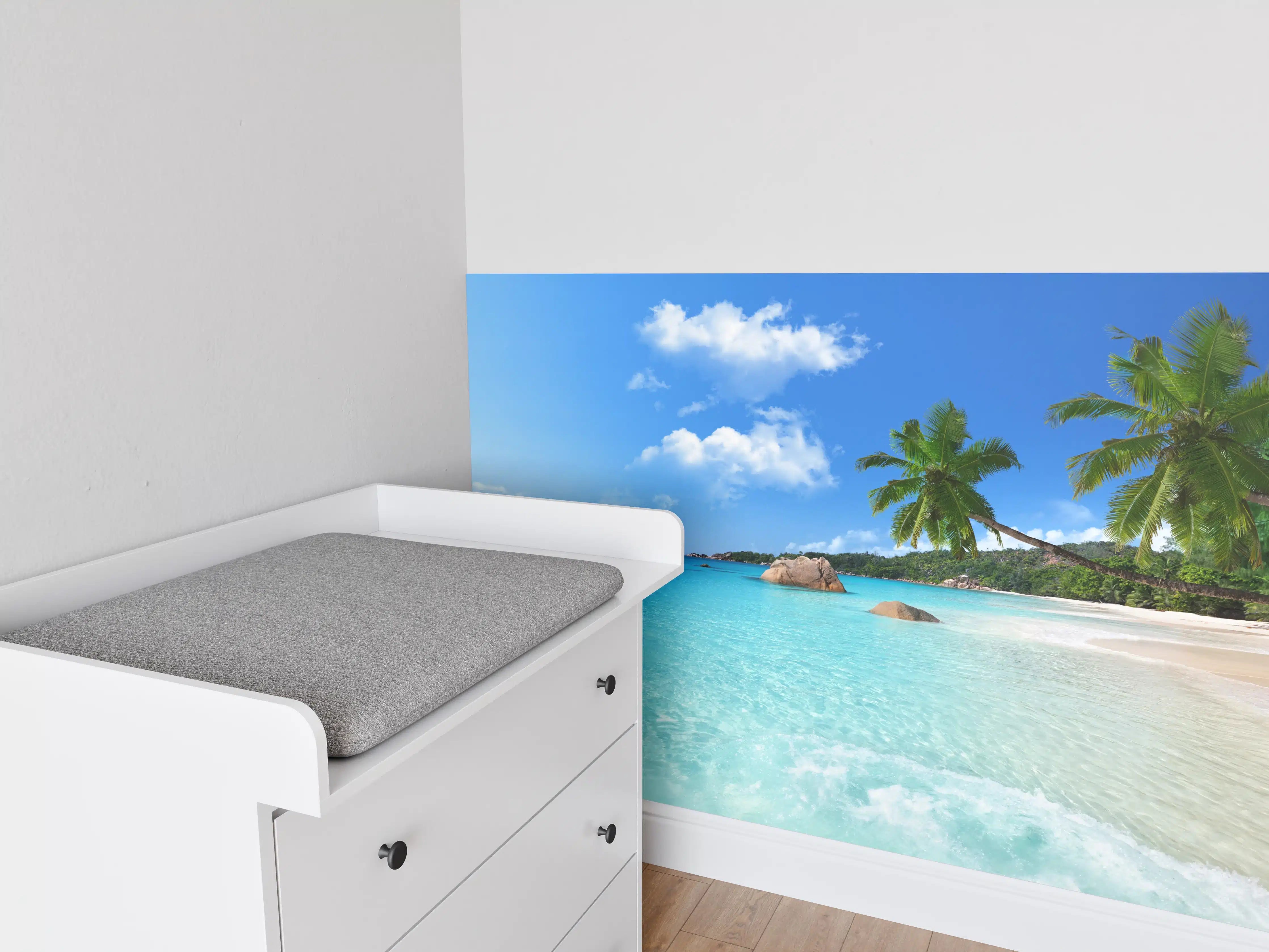Babyzimmer Wandgestaltung - Seychellen Paradiesstrand Türkis