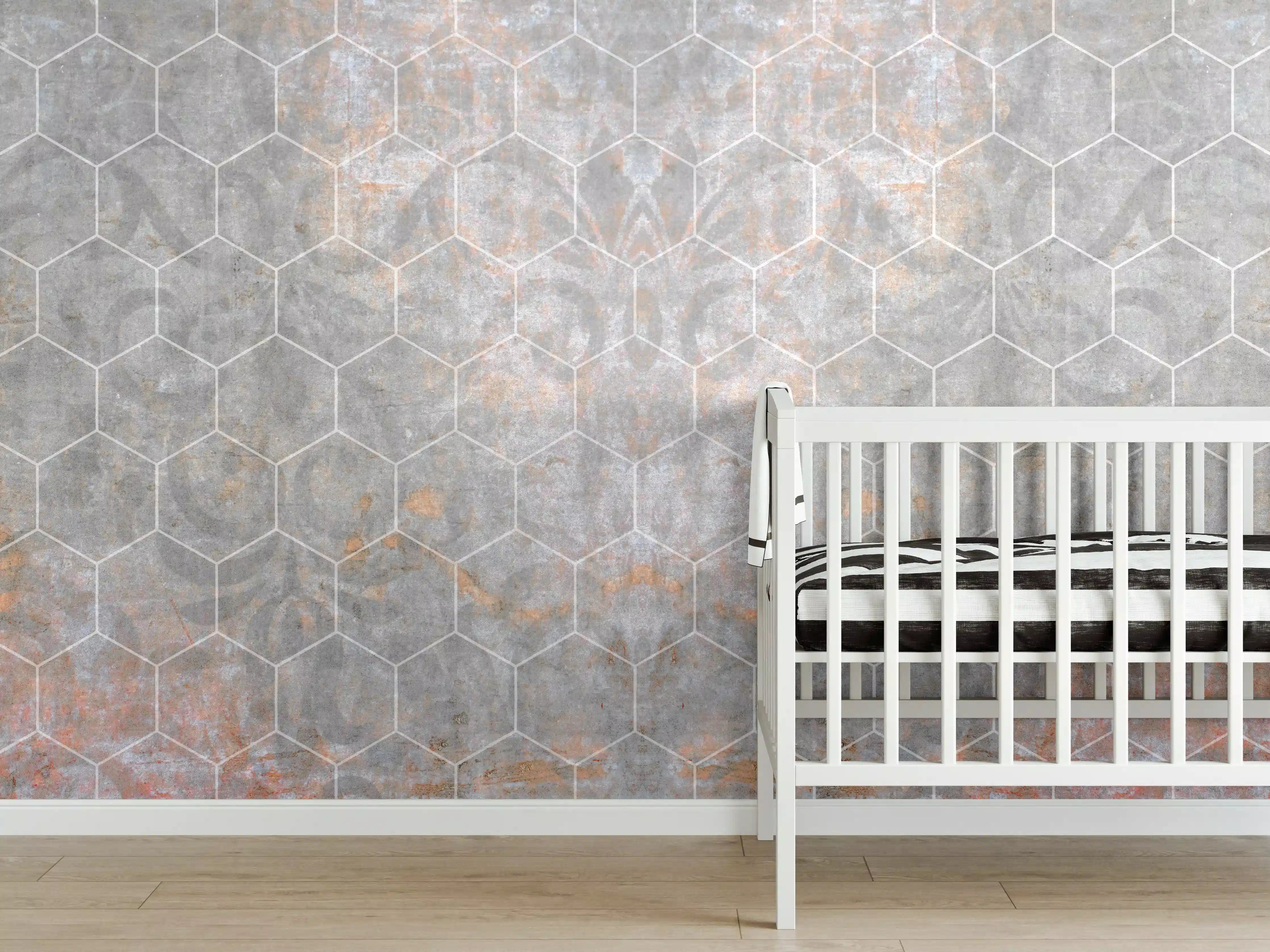 Babyzimmer Wandgestaltung - Shabby Grau-Weiße Fliesentextur