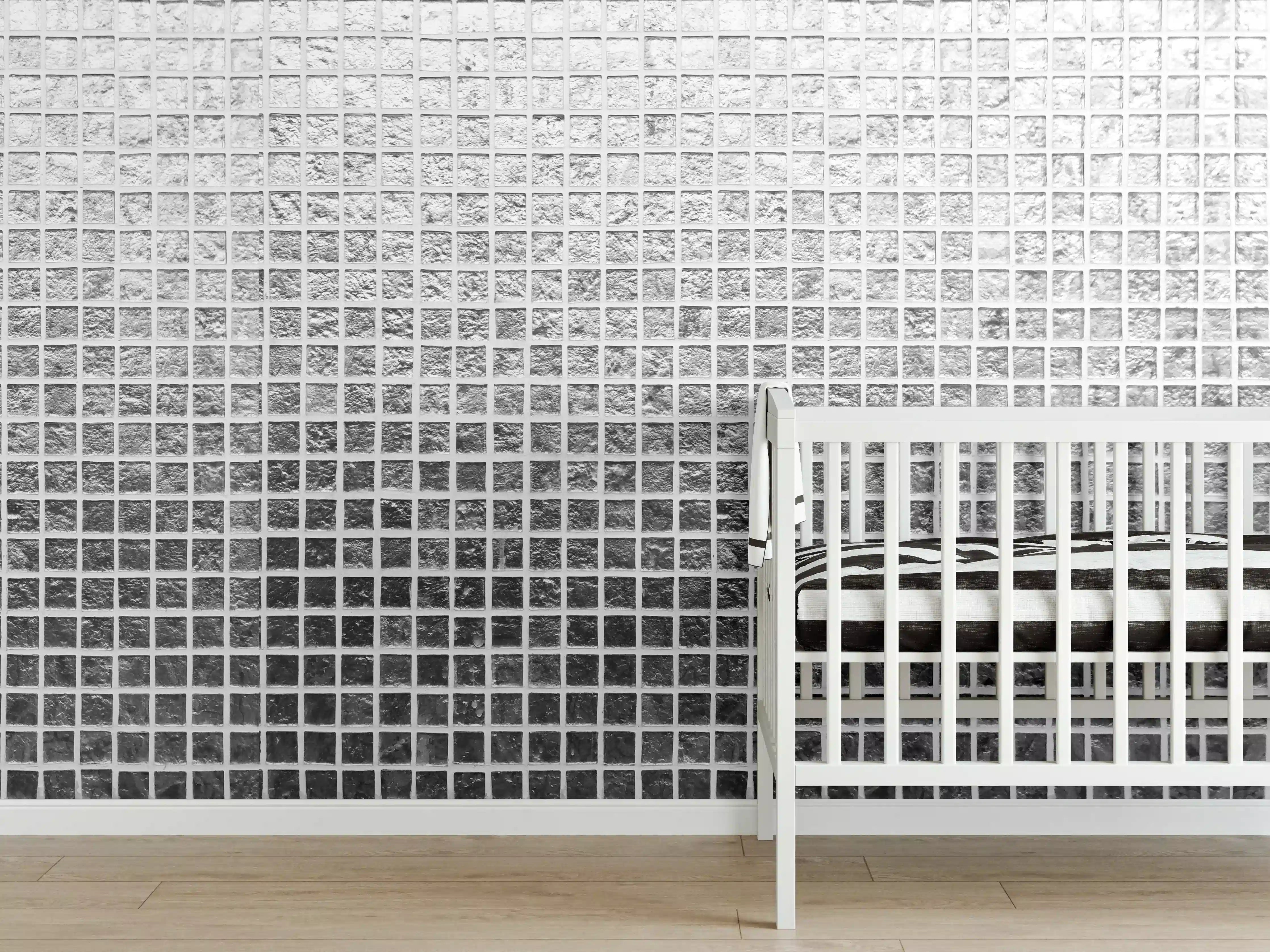 Babyzimmer Wandgestaltung - Silbernes Fliesen Mosaikmuster