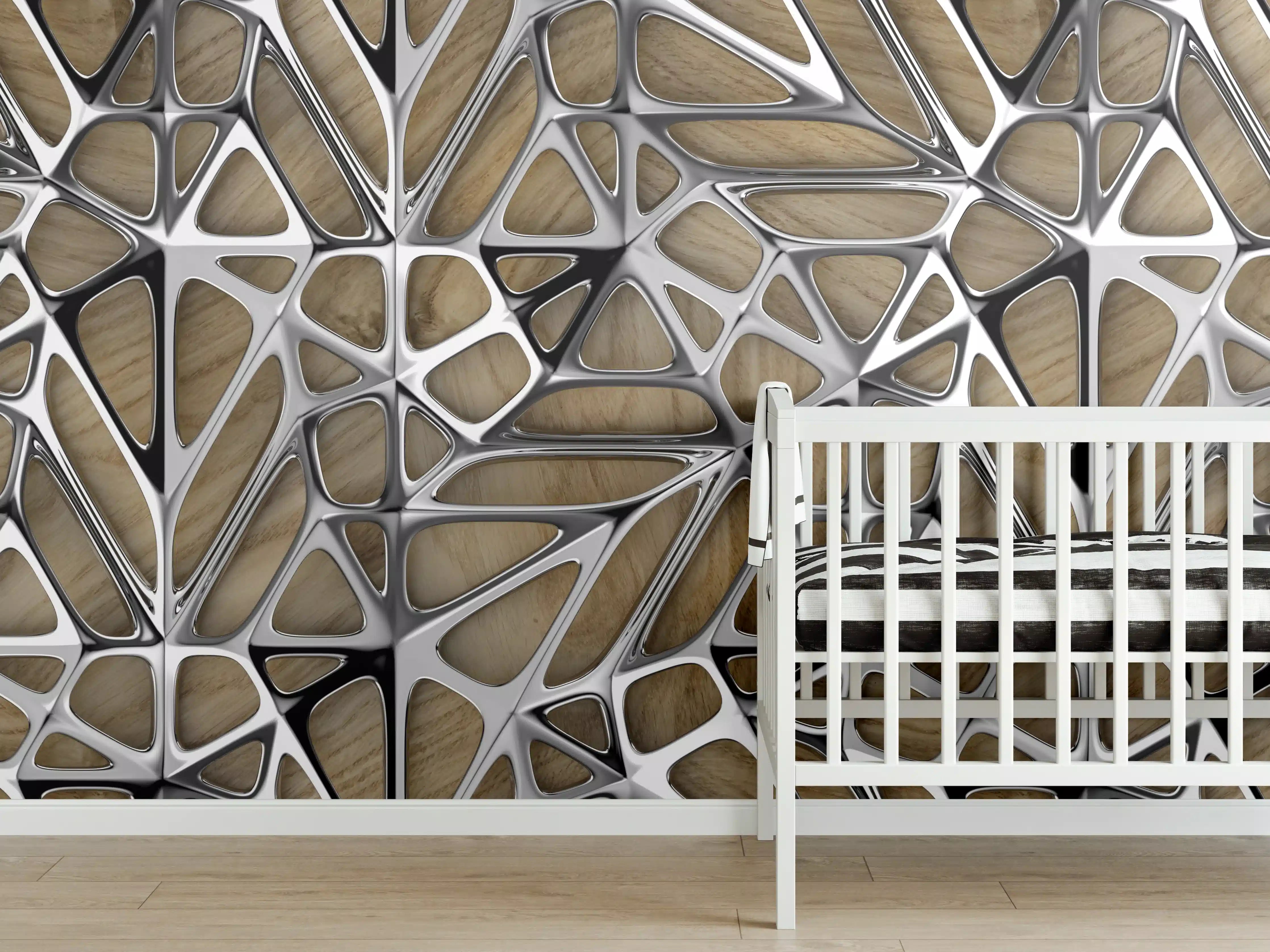 Babyzimmer Wandgestaltung - Silernes Gitter Muster