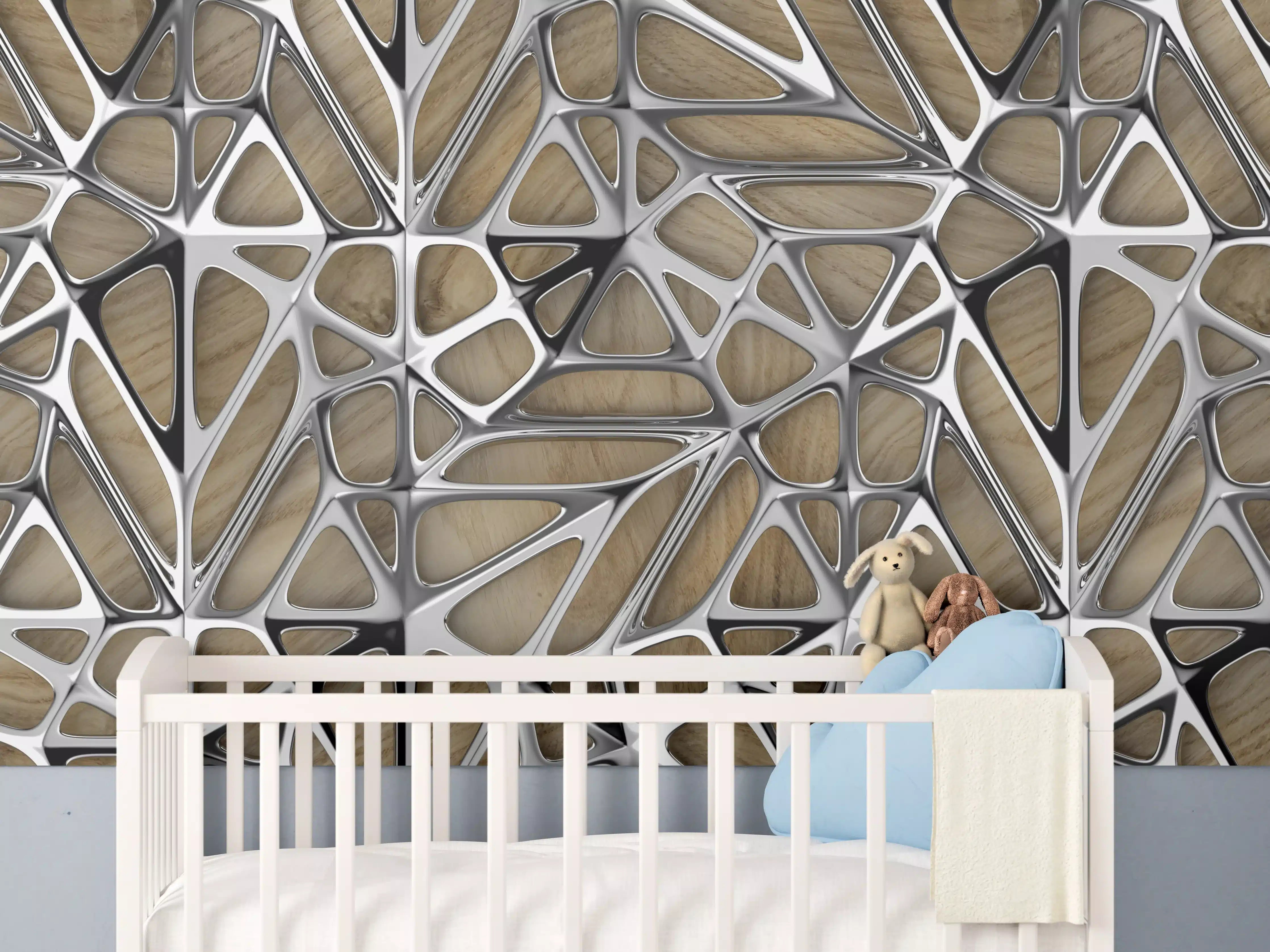 Babyzimmer Wandgestaltung - Silernes Gitter Muster