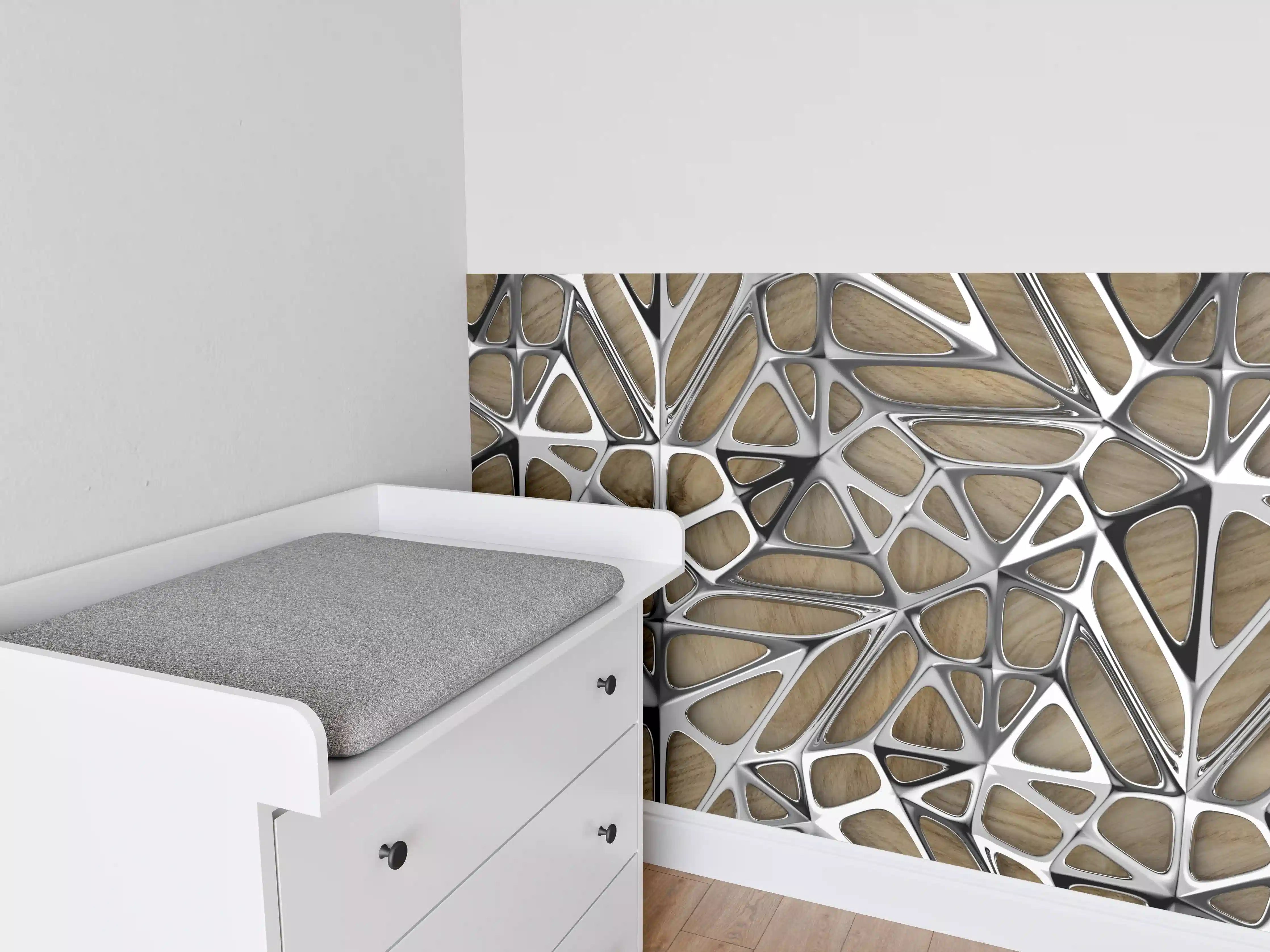 Babyzimmer Wandgestaltung - Silernes Gitter Muster