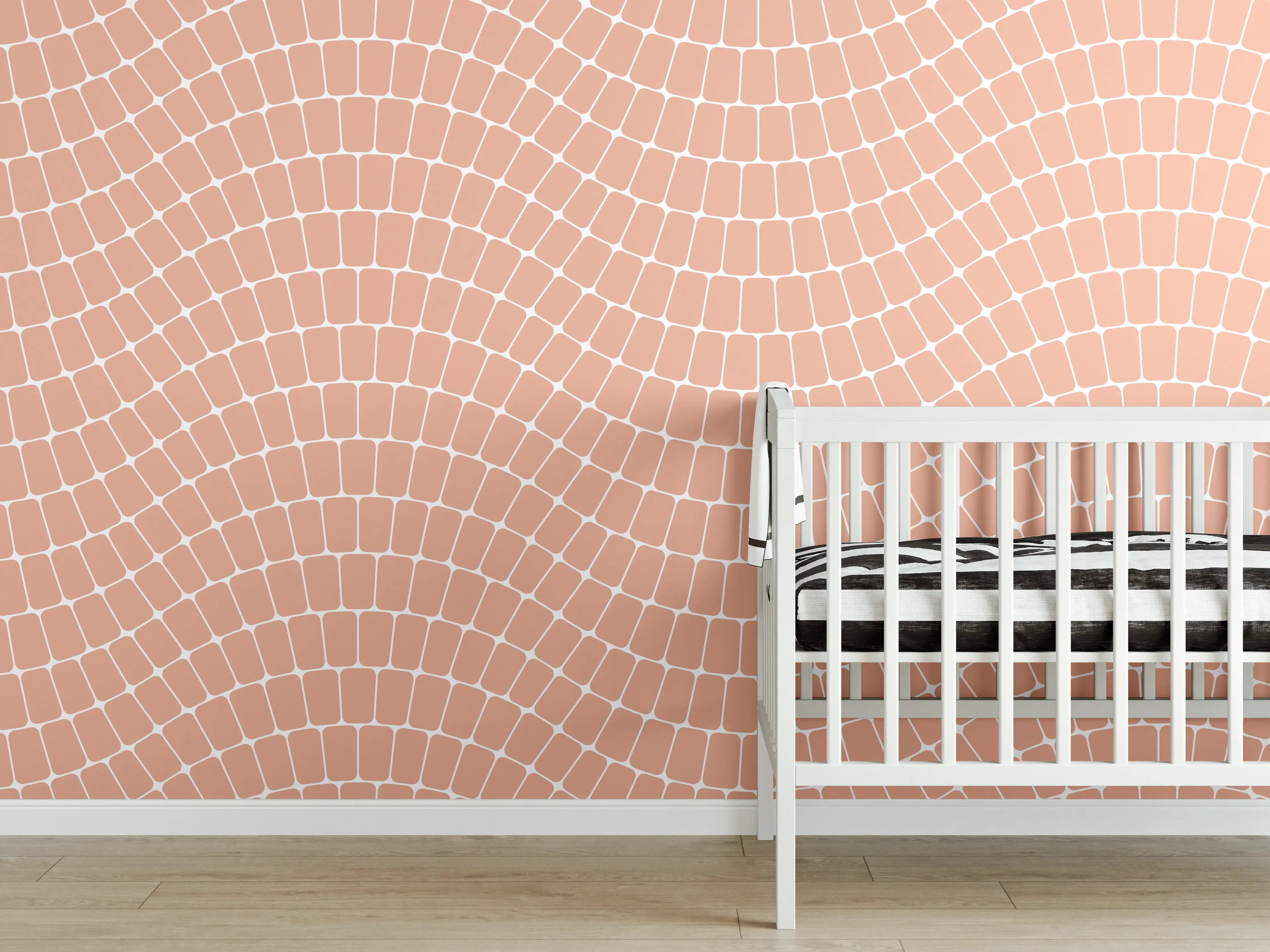 Babyzimmer Wandgestaltung - Sinuose Salmone-Wandgestaltung