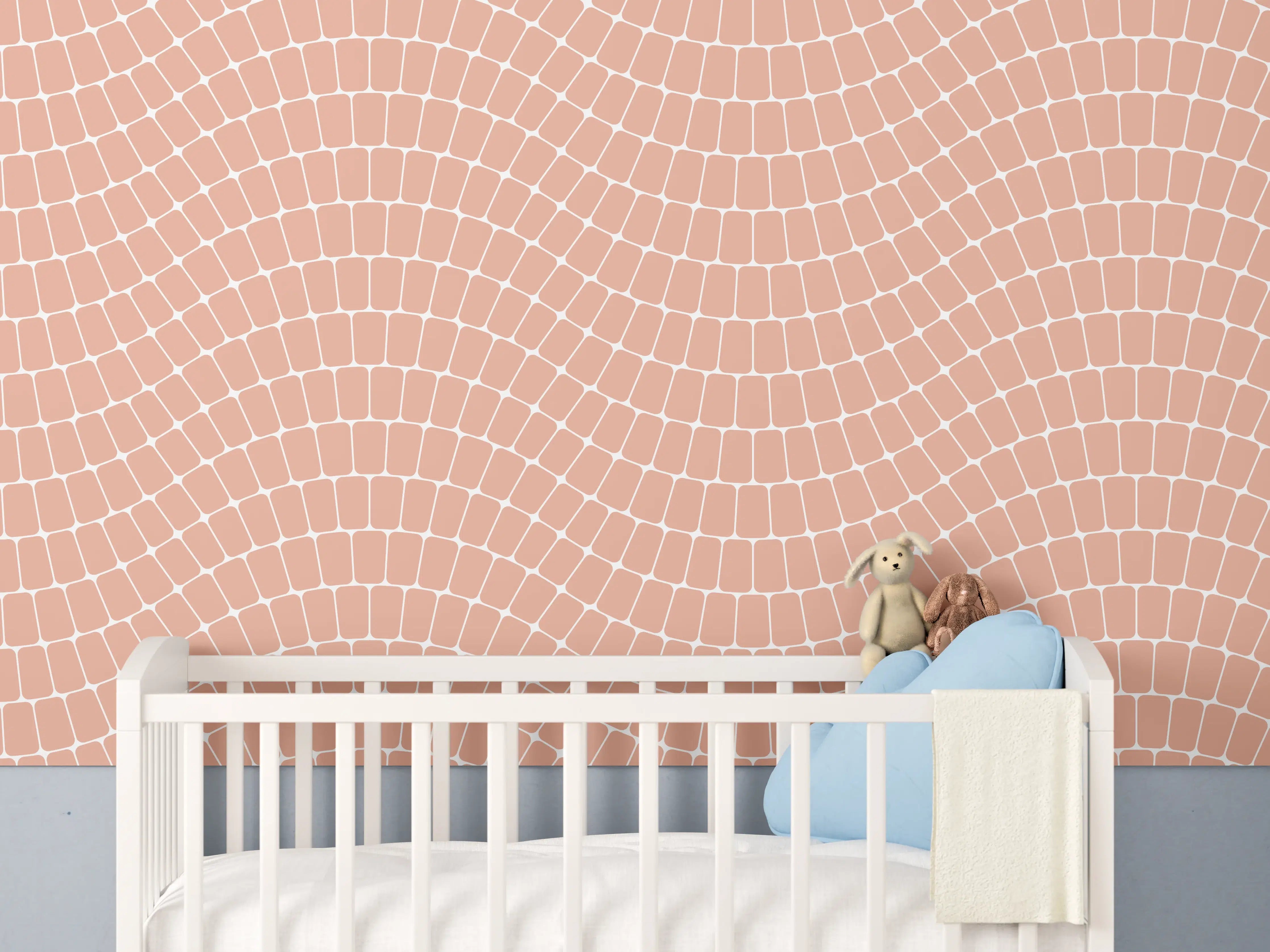 Babyzimmer Wandgestaltung - Sinuose Salmone-Wandgestaltung