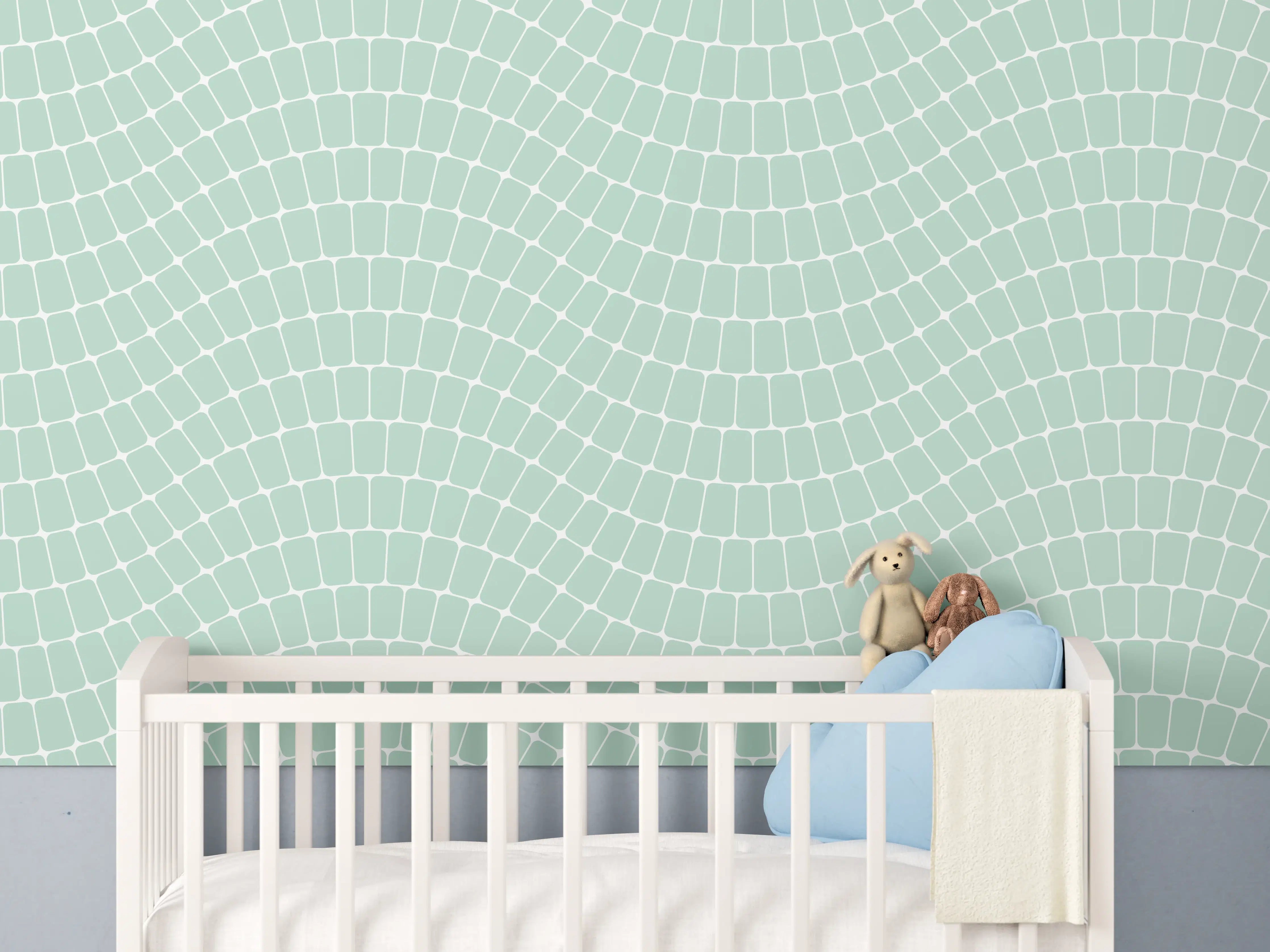 Babyzimmer Wandgestaltung - Sinuoso-Mint-Muster
