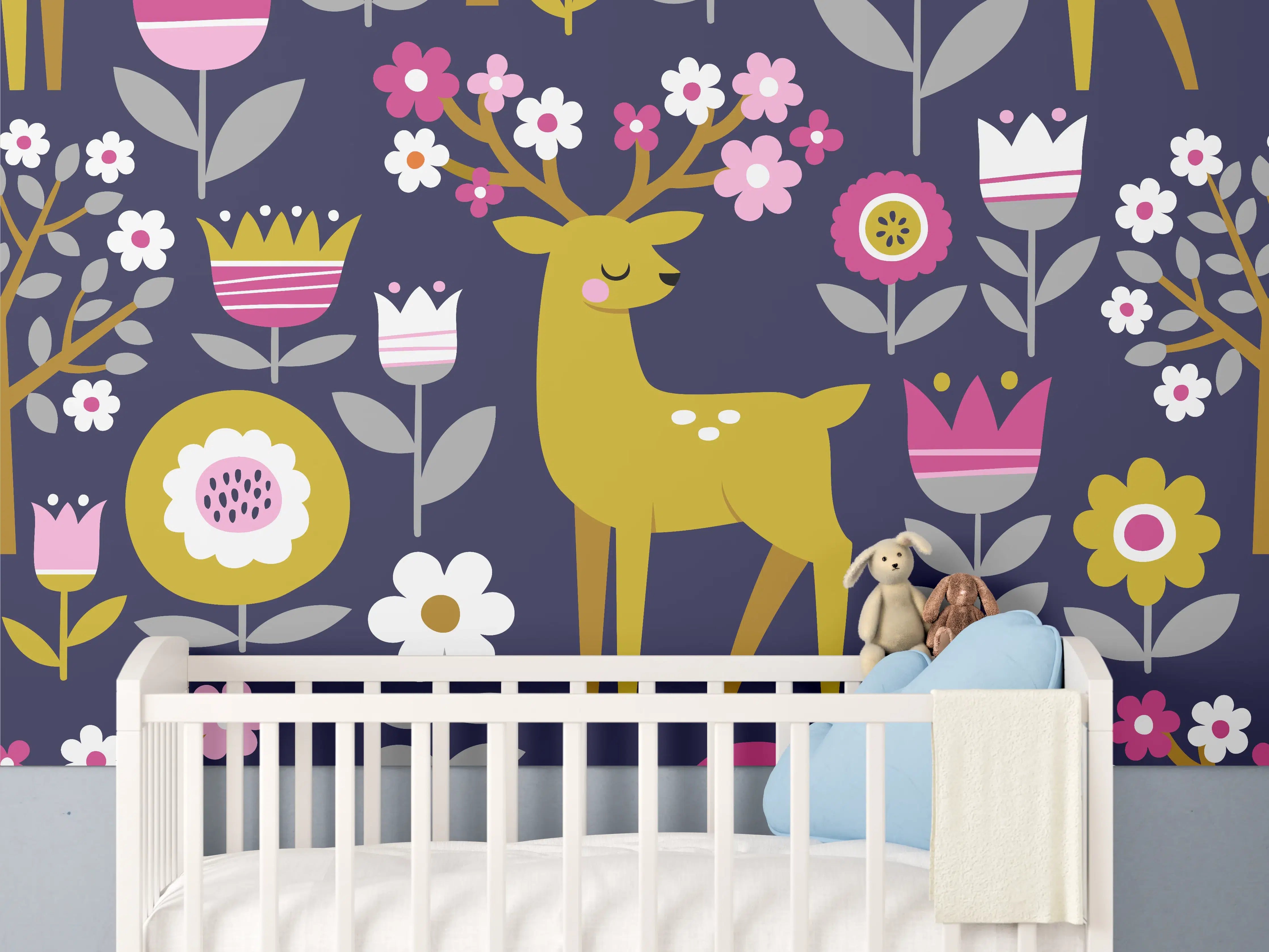 Babyzimmer Wandgestaltung - Skandinavische Frühlingsmuster