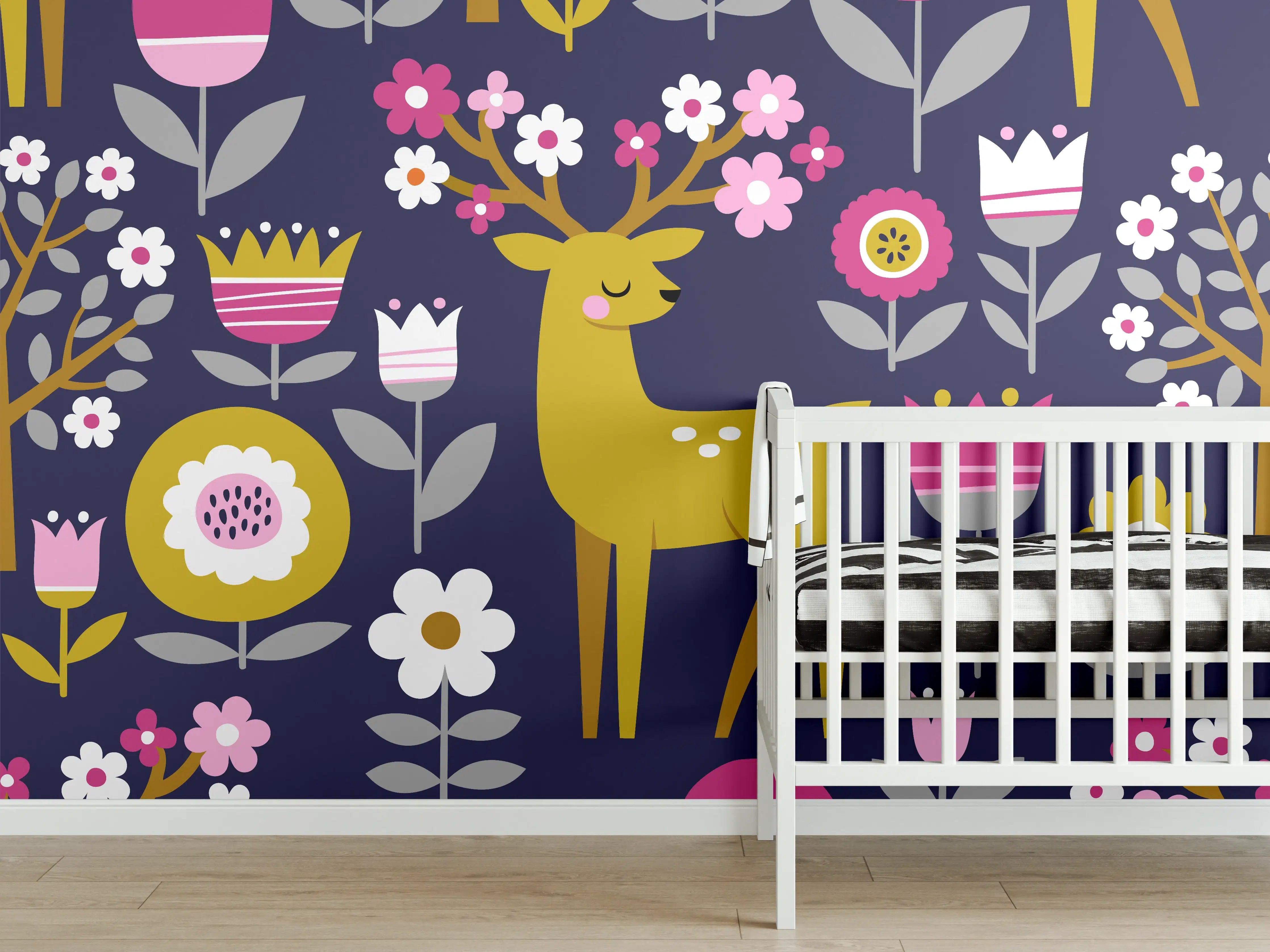 Babyzimmer Wandgestaltung - Skandinavischer Frühling Muster