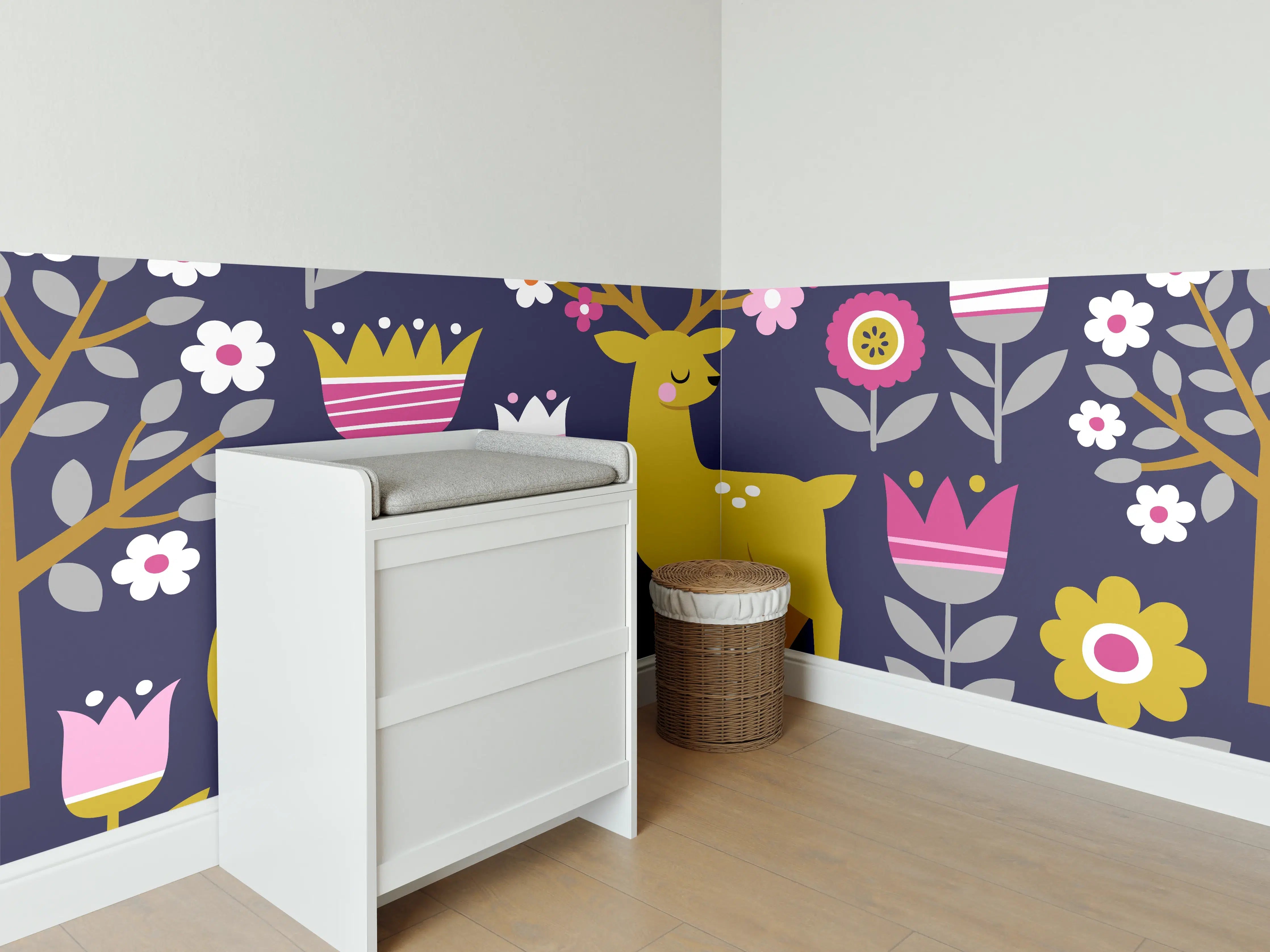 Babyzimmer Wandgestaltung - Skandinavischer Frühling Muster