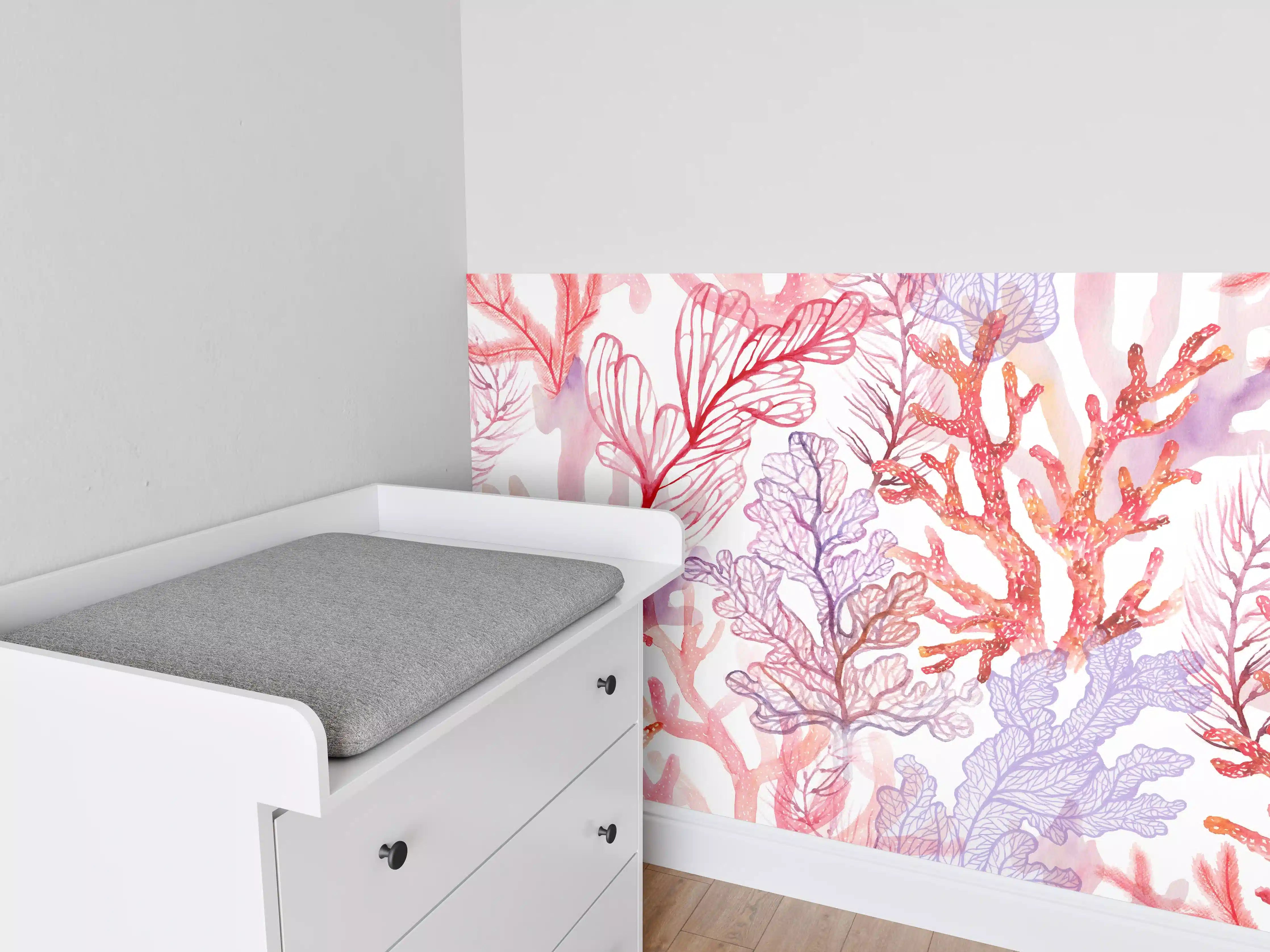 Babyzimmer Wandgestaltung - Skizzierte Korallen der Unterwasserwelt
