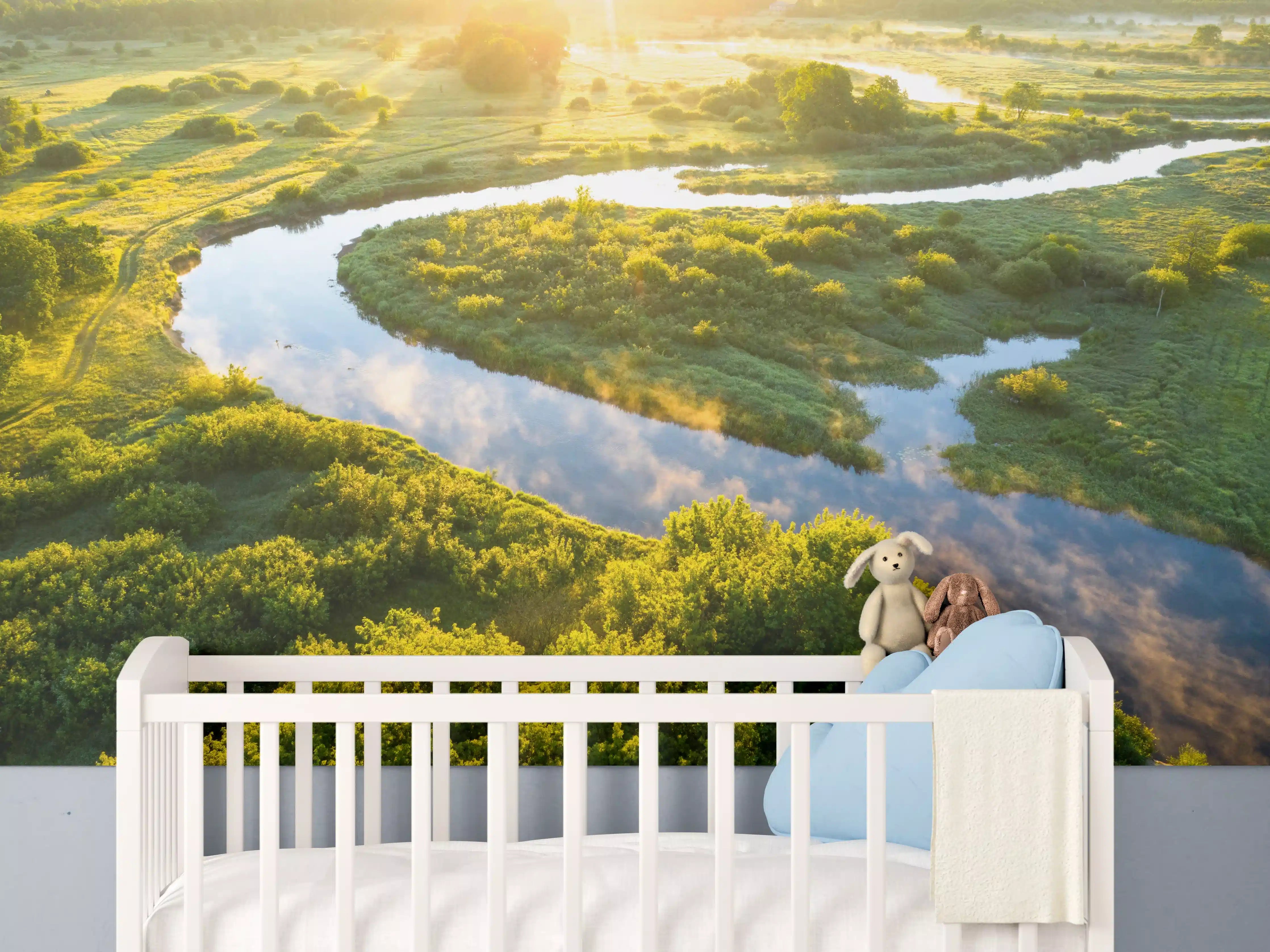 Babyzimmer Wandgestaltung - Sommermorgen am Fluss im Arizona
