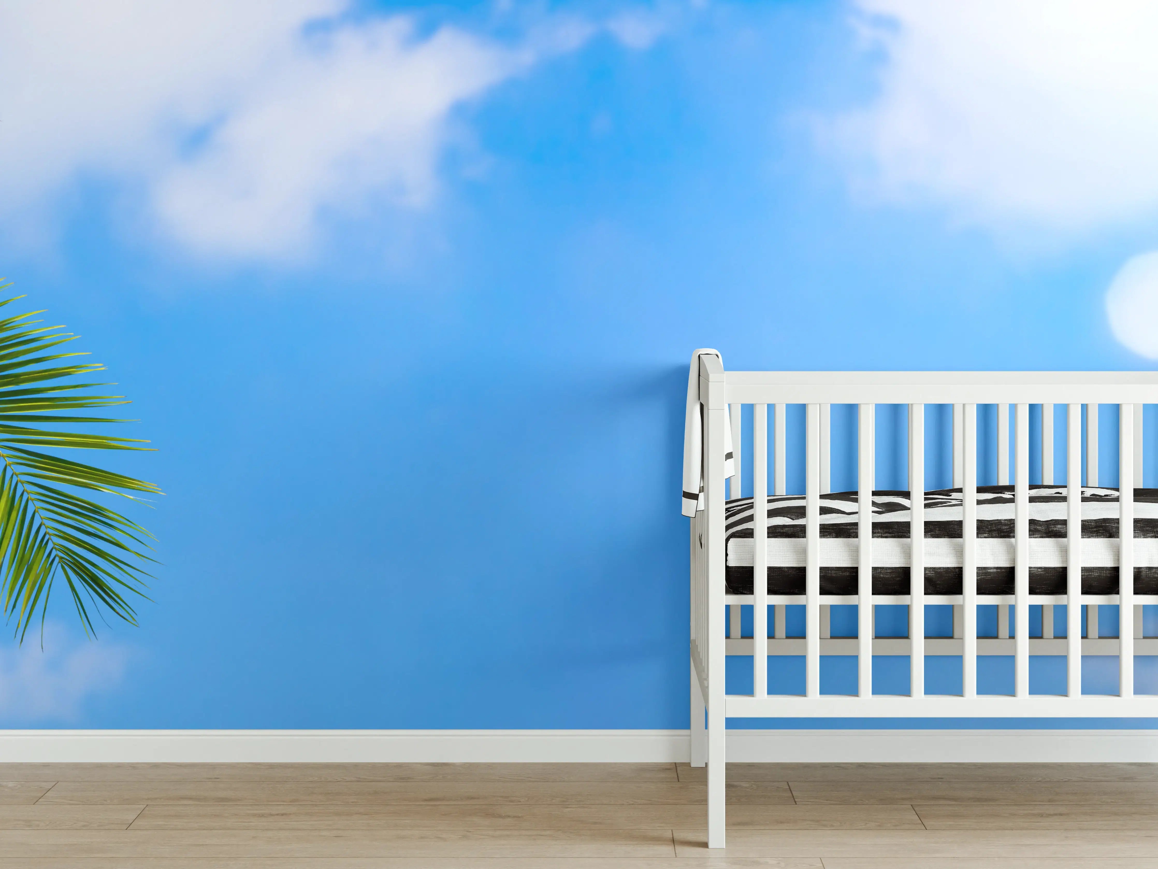 Babyzimmer Wandgestaltung - Sonne strahlt auf Palme