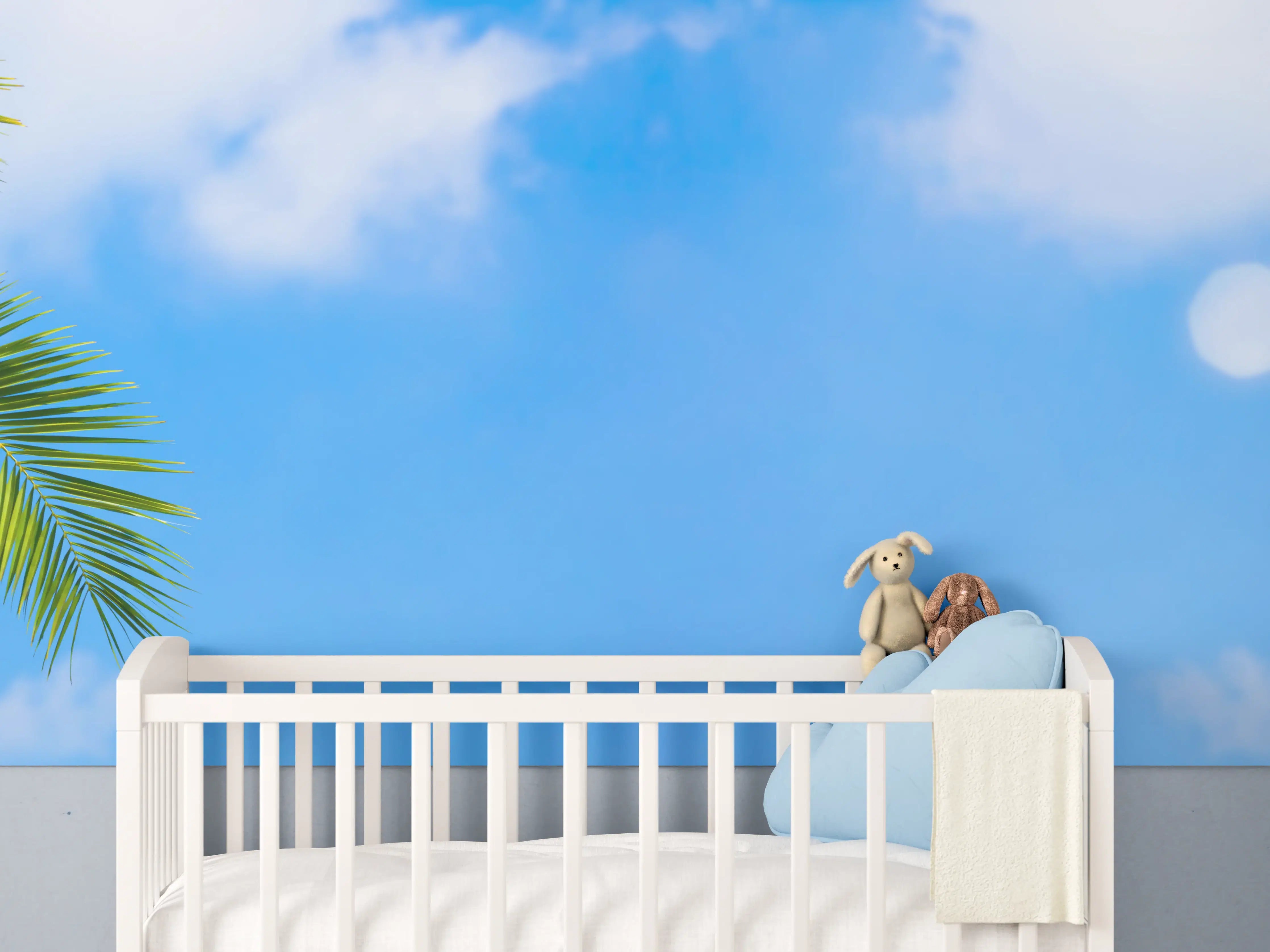 Babyzimmer Wandgestaltung - Sonne strahlt auf Palme
