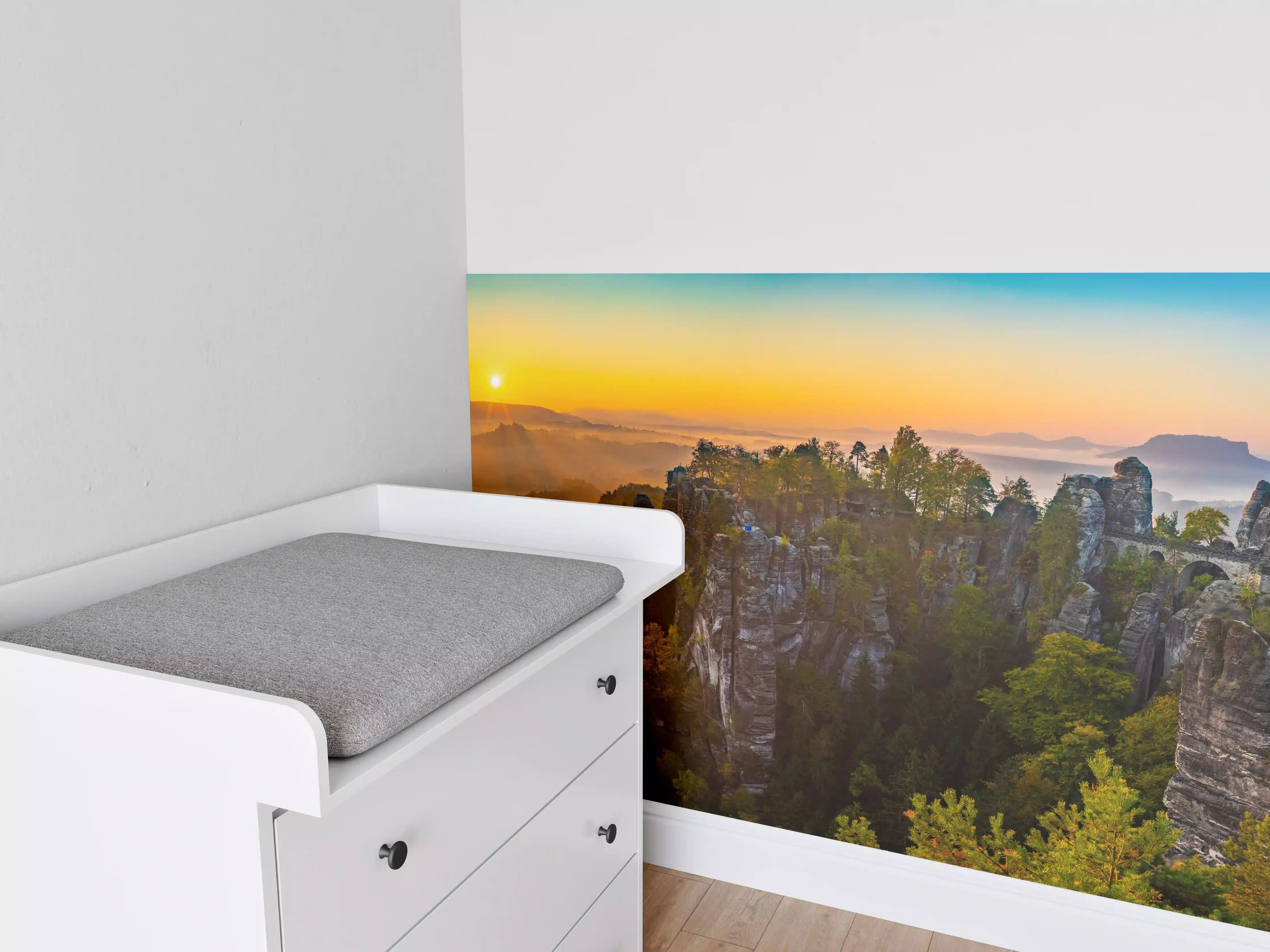 Babyzimmer Wandgestaltung - Sonnenaufgang Bastei Sächsische Schweiz