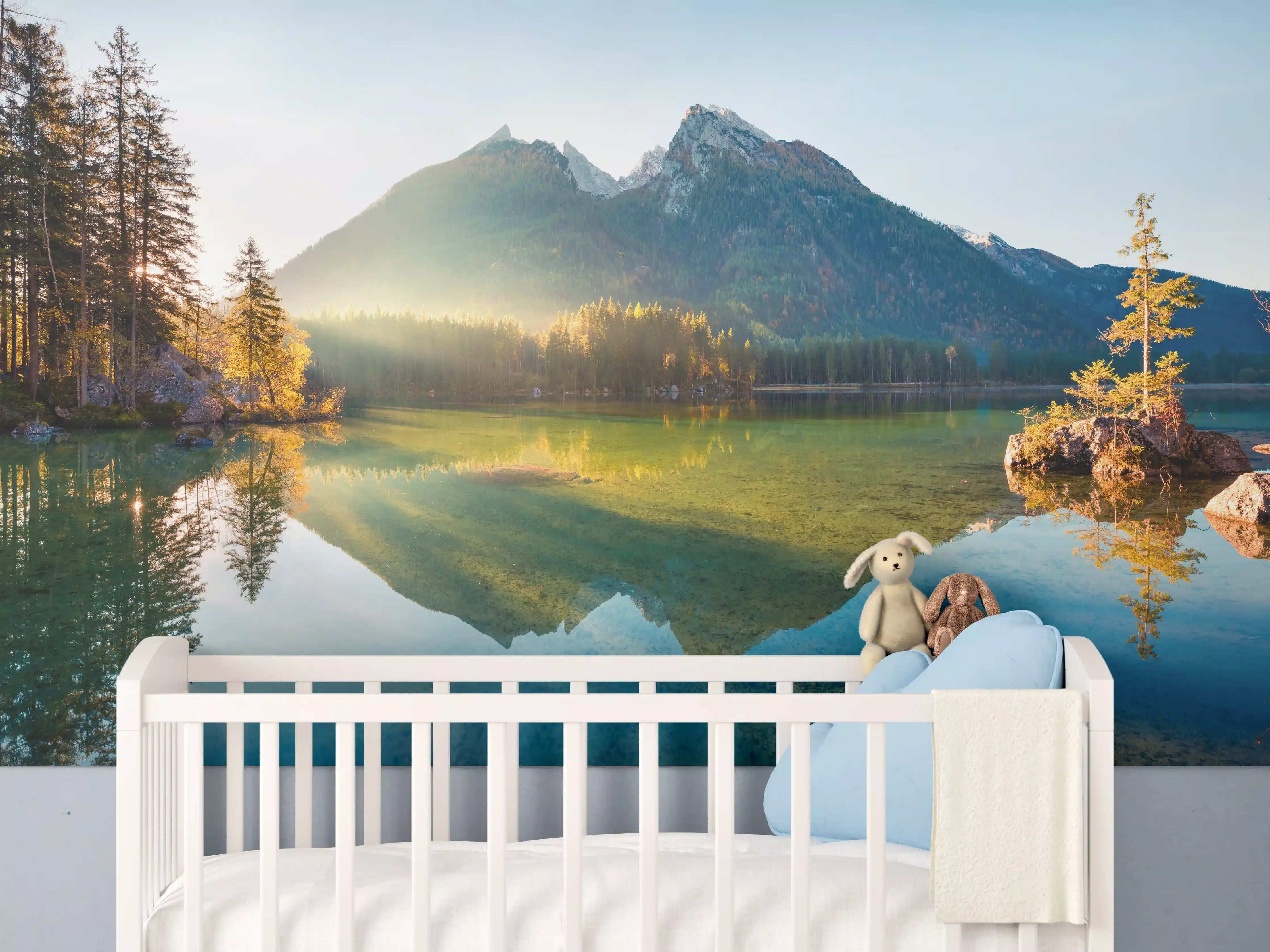 Babyzimmer Wandgestaltung - Sonnenaufgang am Hintersee