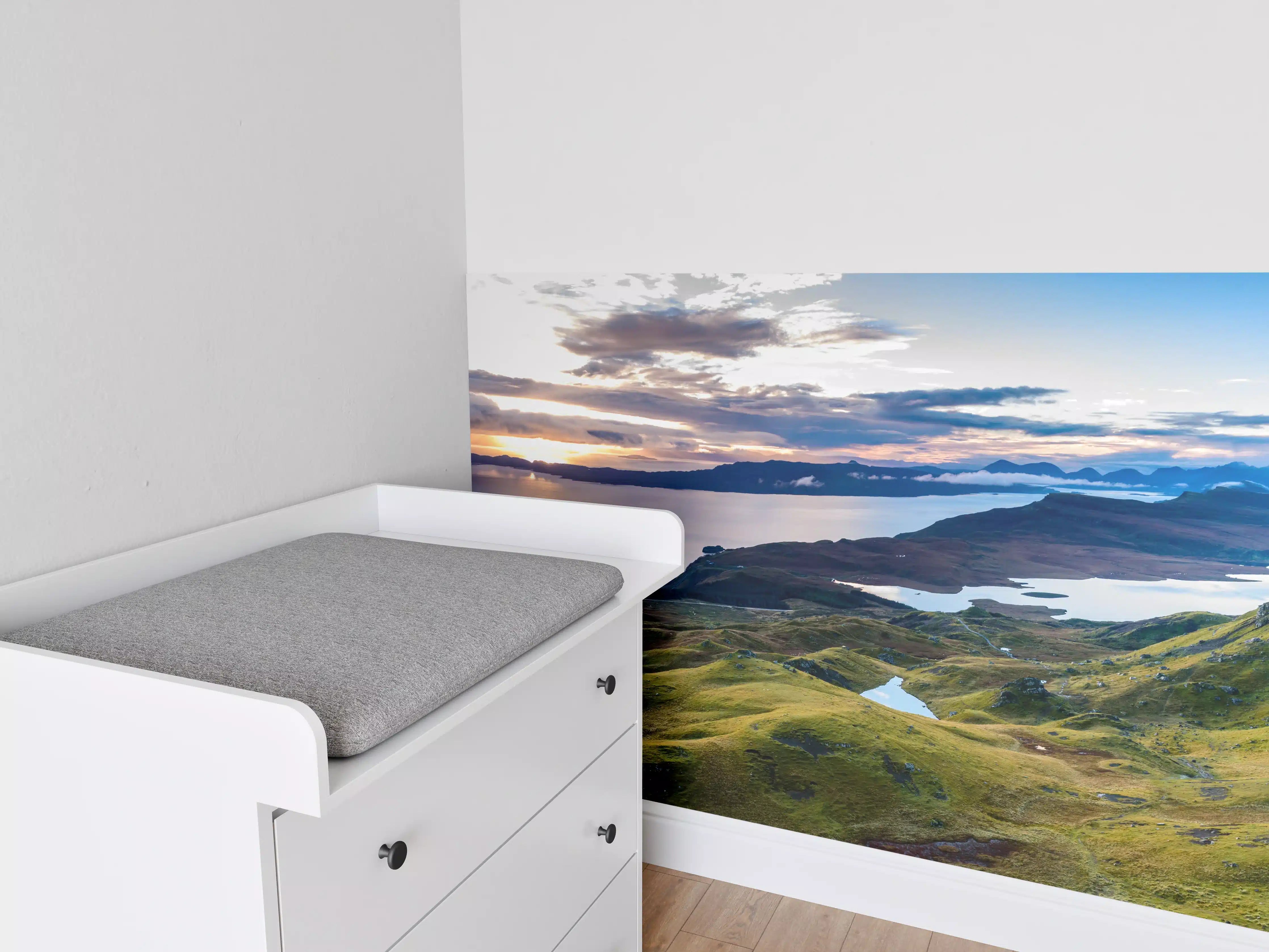 Babyzimmer Wandgestaltung - Sonnenaufgang auf der Isle of Skye