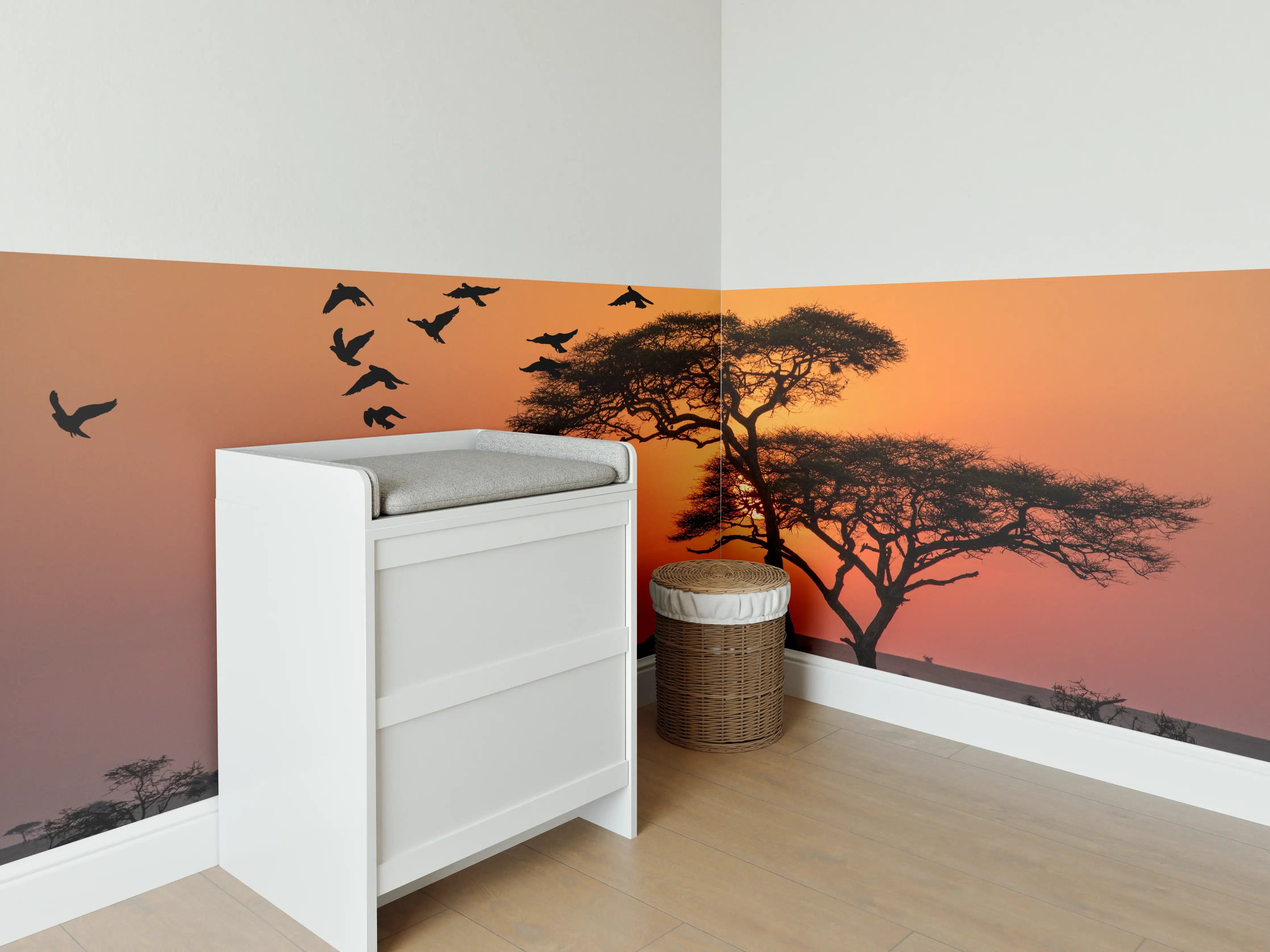 Babyzimmer Wandgestaltung - Sonnenaufgang im Serengeti-Naturpark