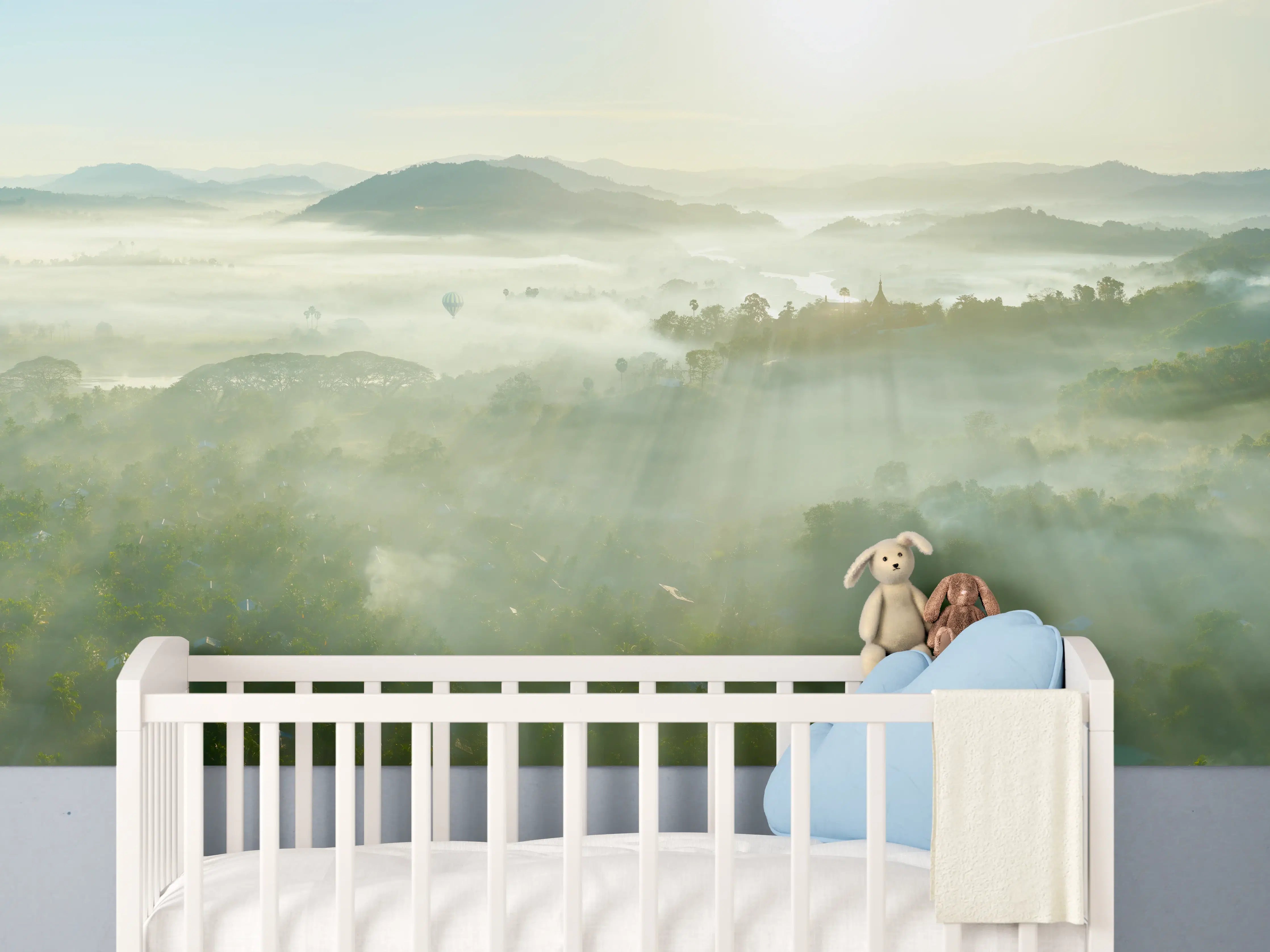 Babyzimmer Wandgestaltung - Sonnenaufgang in den Bergen Myanmars