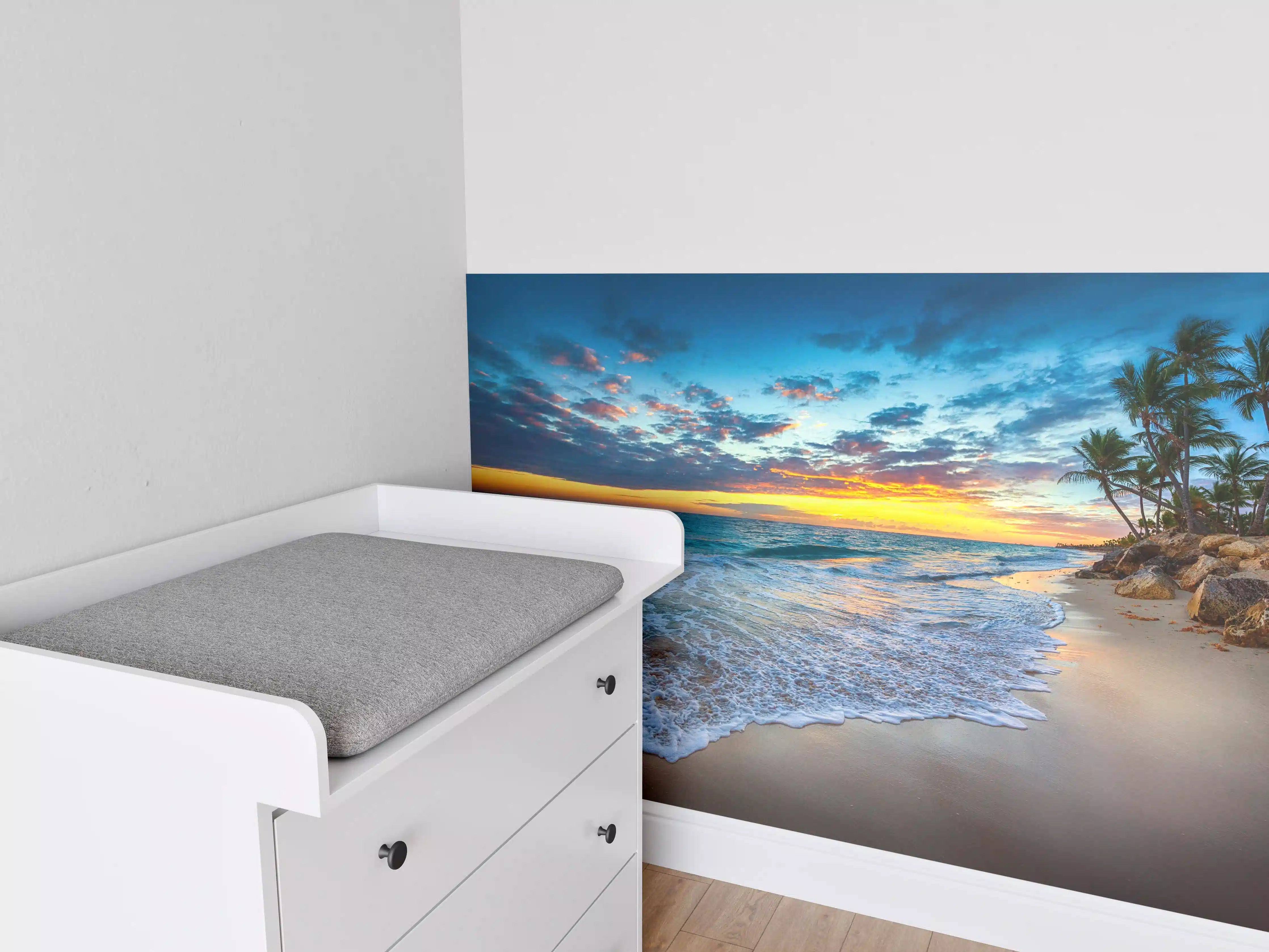 Babyzimmer Wandgestaltung - Sonnenaufgang über dem Strand