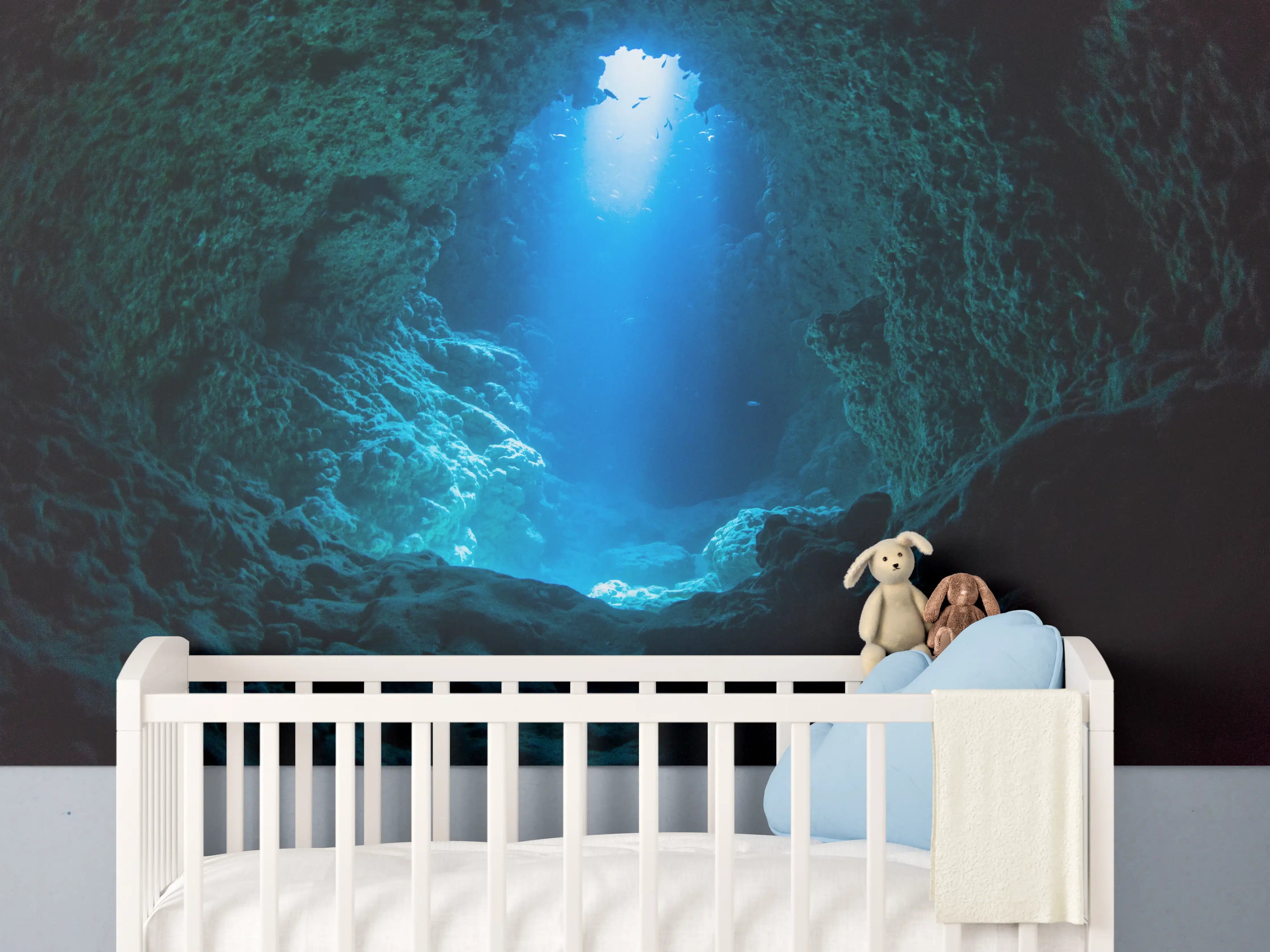 Babyzimmer Wandgestaltung - Sonnenstrahl in die Unterwasserhöhle