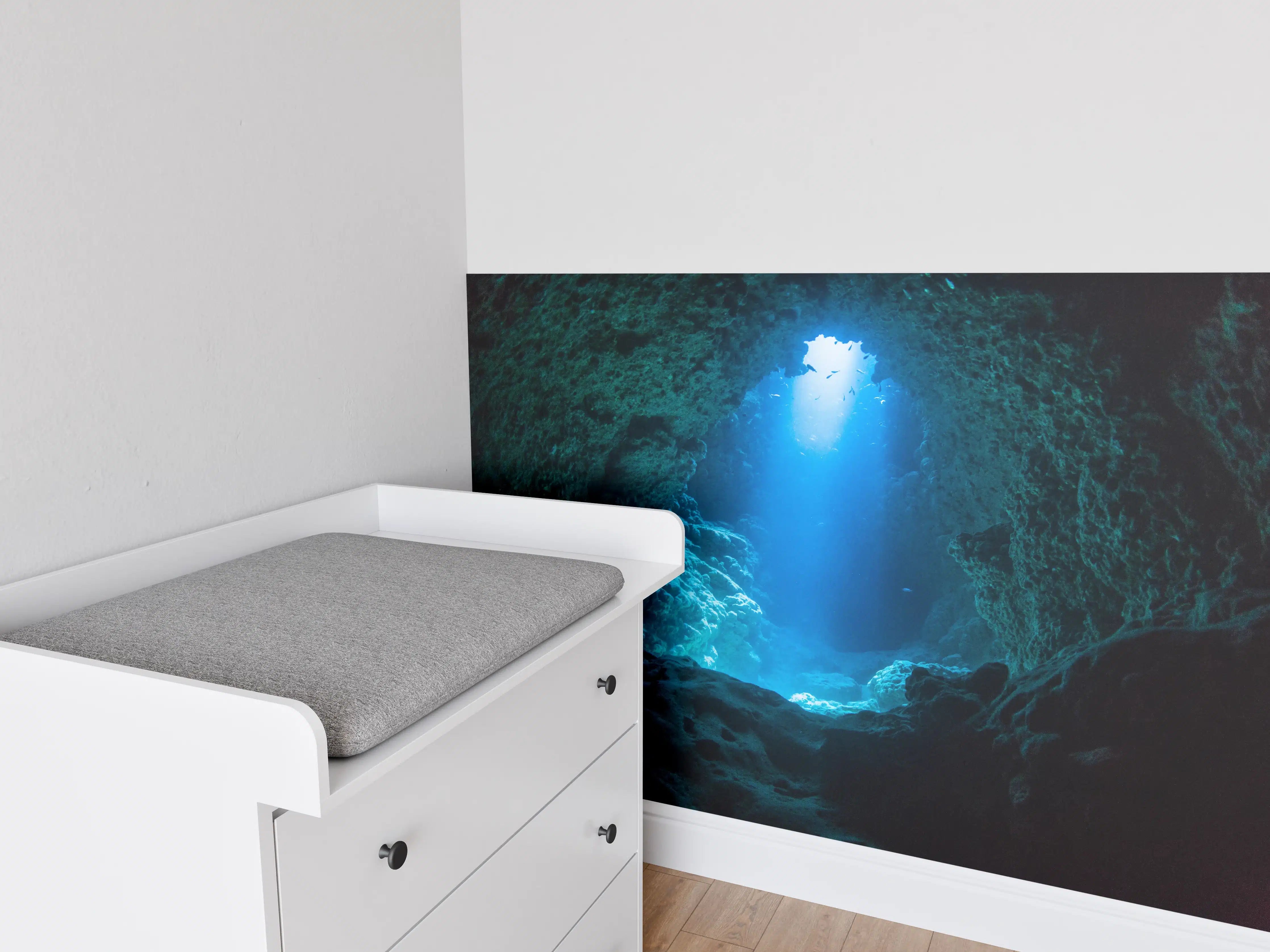 Babyzimmer Wandgestaltung - Sonnenstrahl in die Unterwasserhöhle
