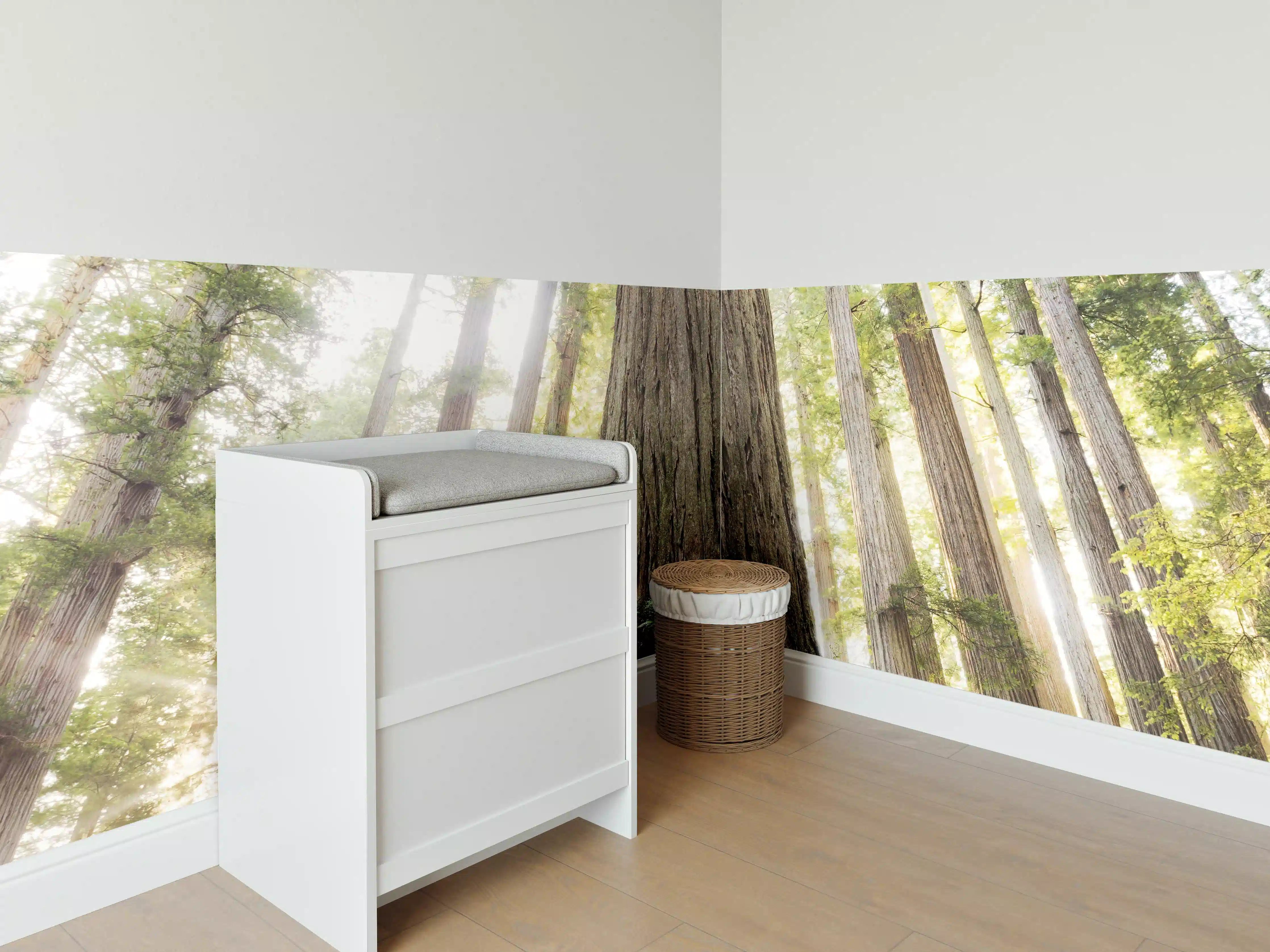 Babyzimmer Wandgestaltung - Sonnenstrahlen im Grünen Wald