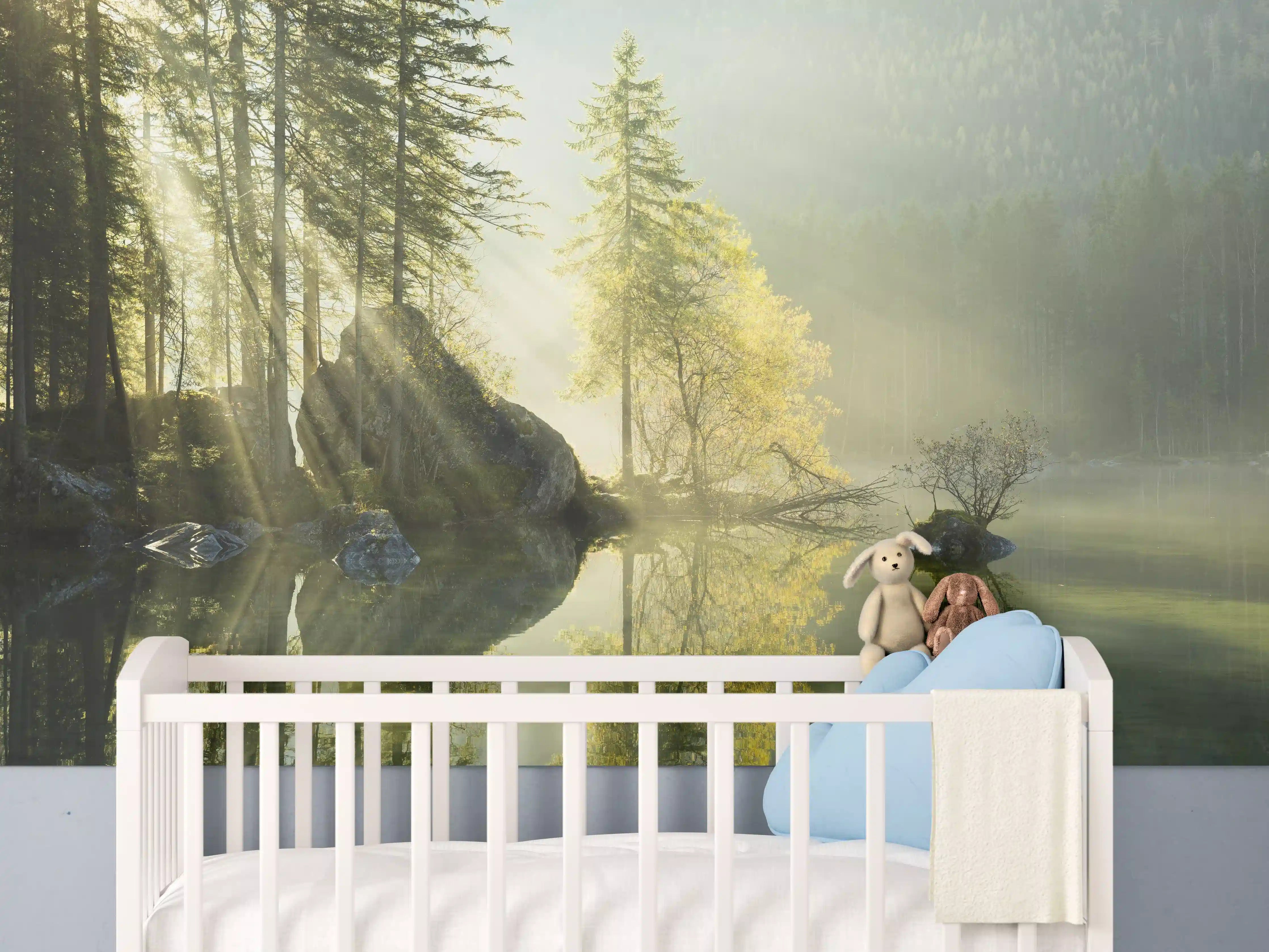 Babyzimmer Wandgestaltung - Sonnenstrahlen im See