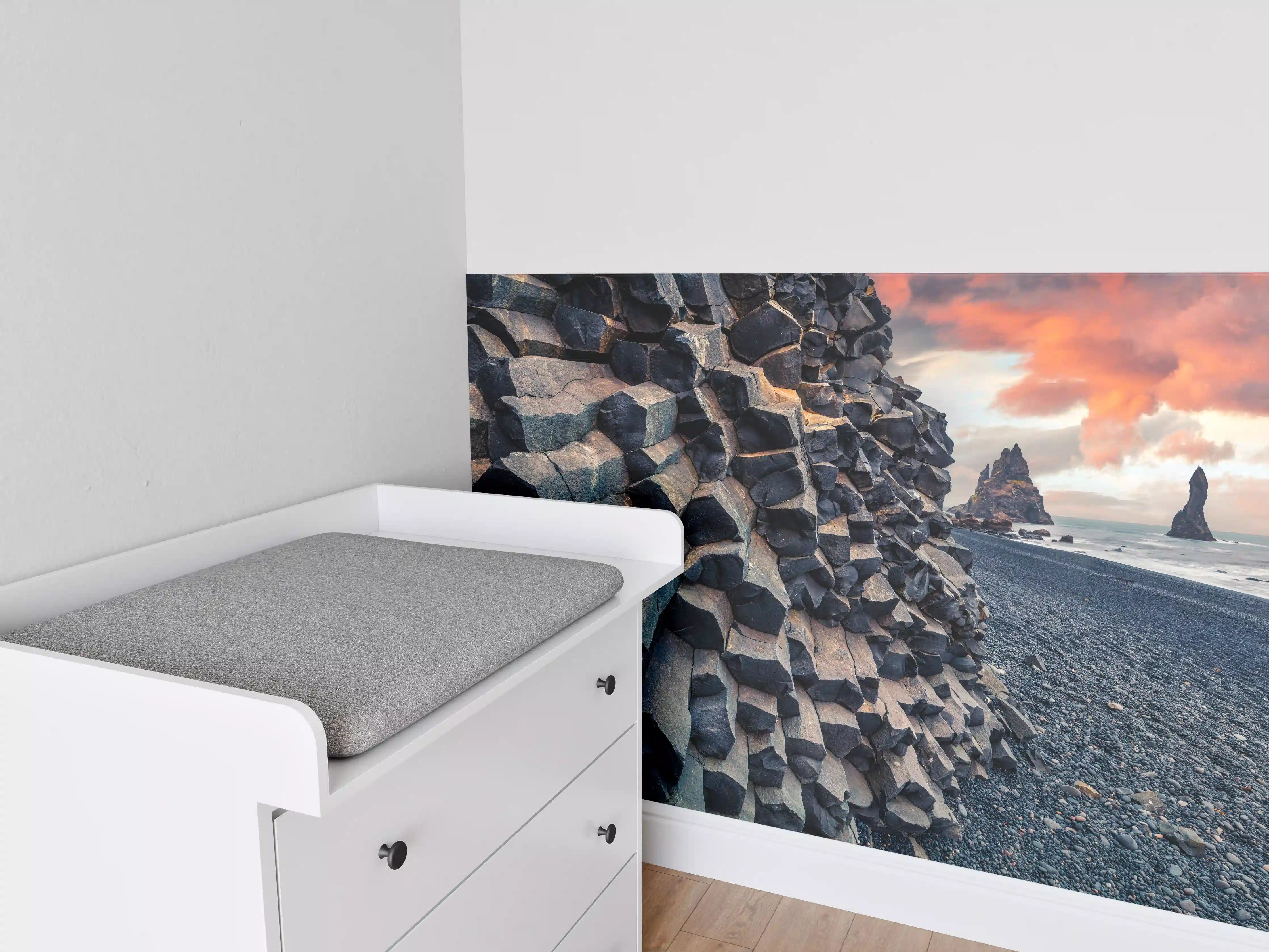 Babyzimmer Wandgestaltung - Sonnenuntergang - Reynisdrangar, Atlantischer Ozean