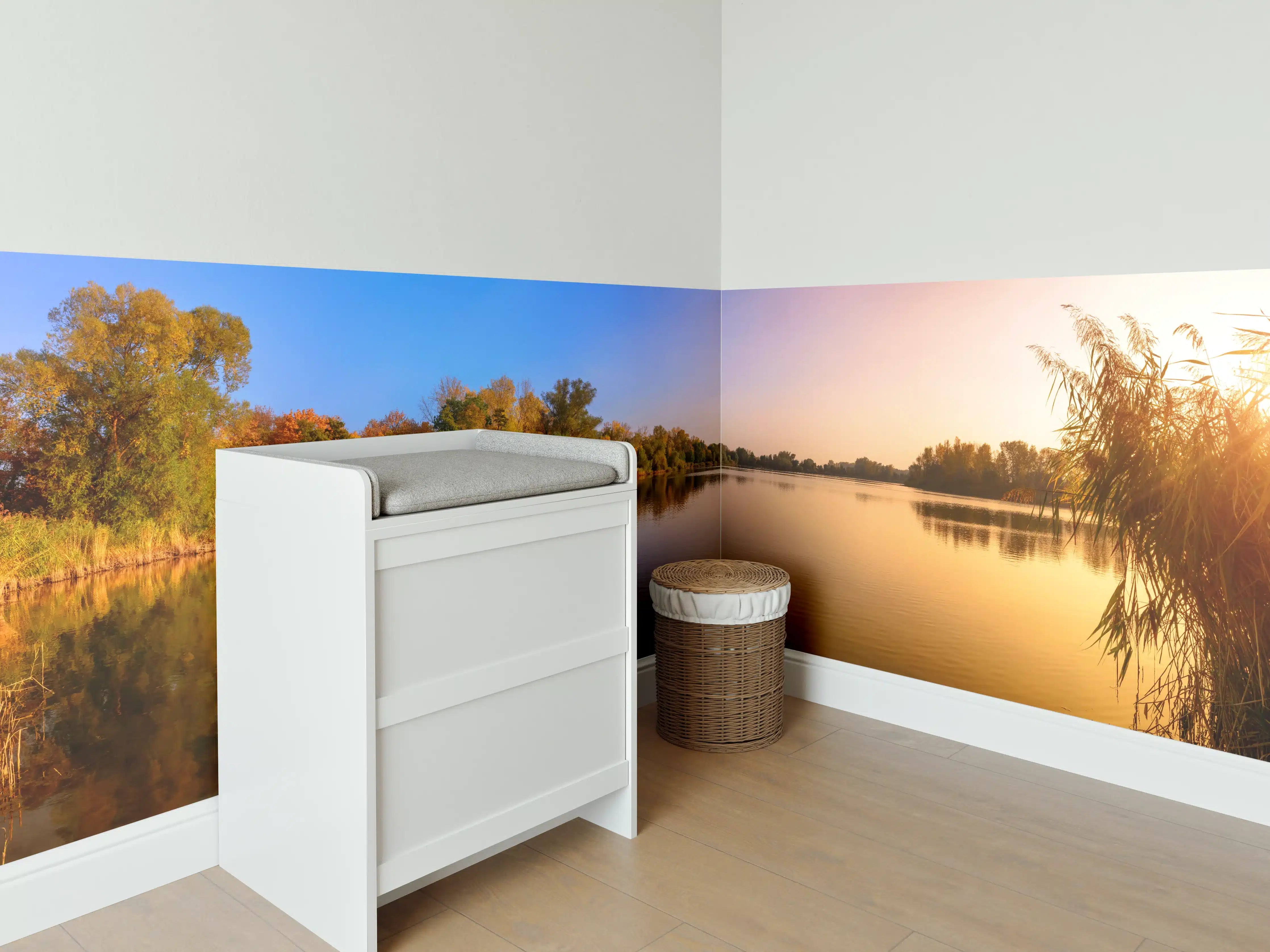 Babyzimmer Wandgestaltung - Sonnenuntergang am See