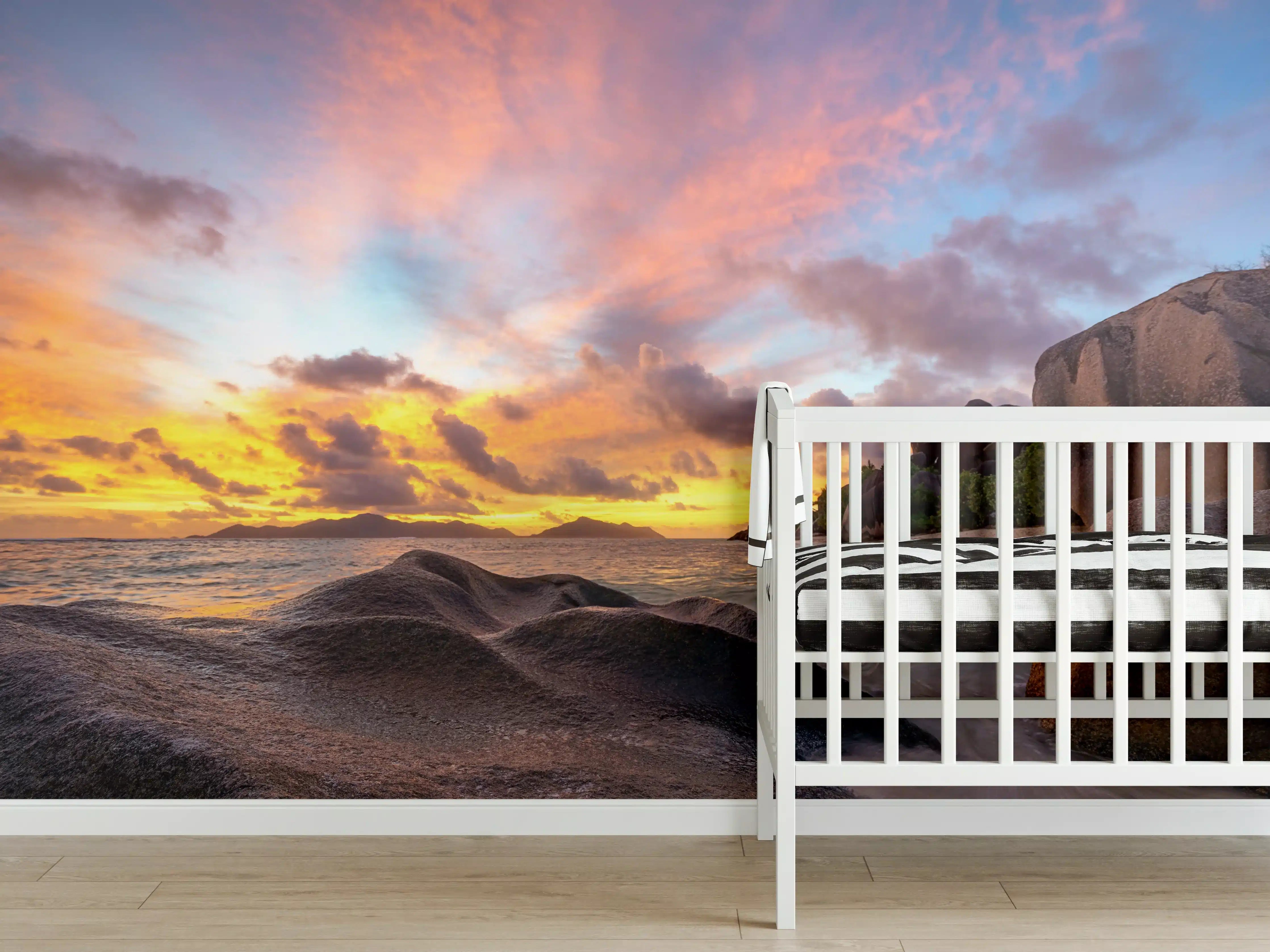 Babyzimmer Wandgestaltung - Sonnenuntergang am tropischen Strand
