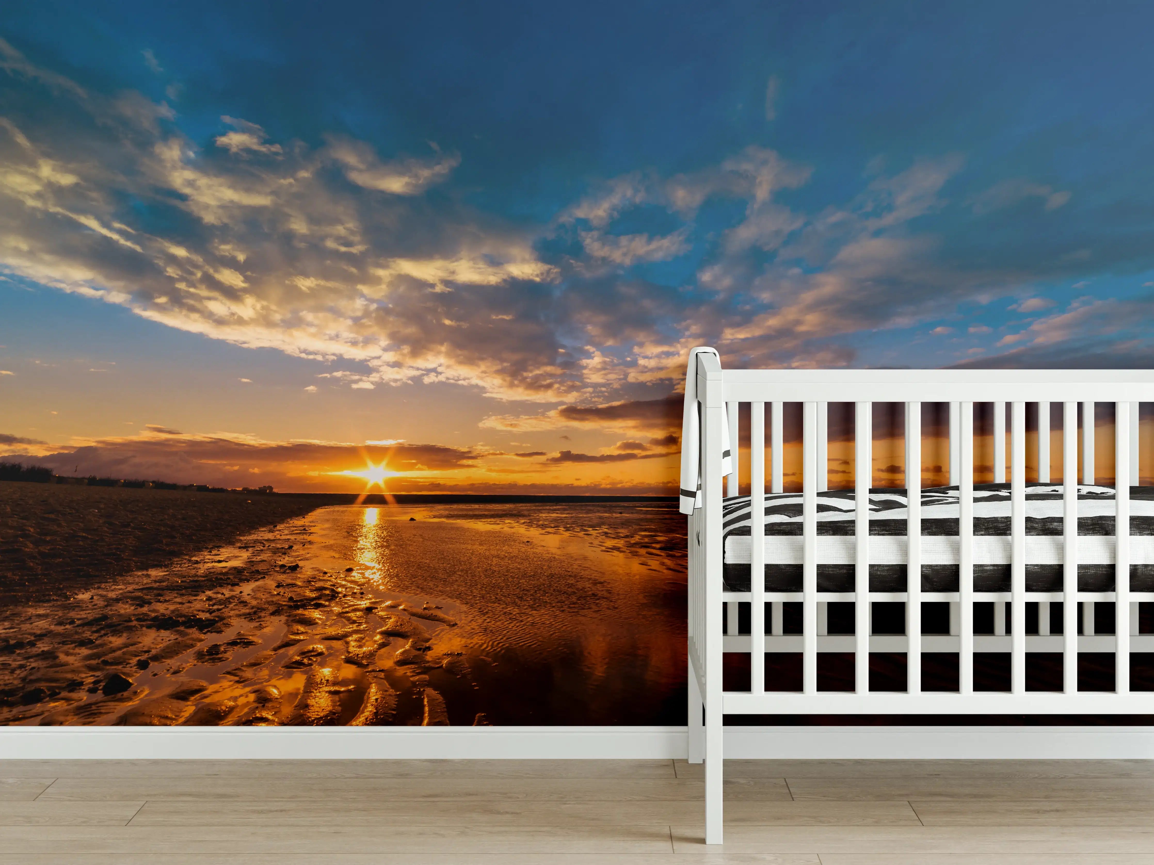 Babyzimmer Wandgestaltung - Sonnenuntergang an der Nordsee