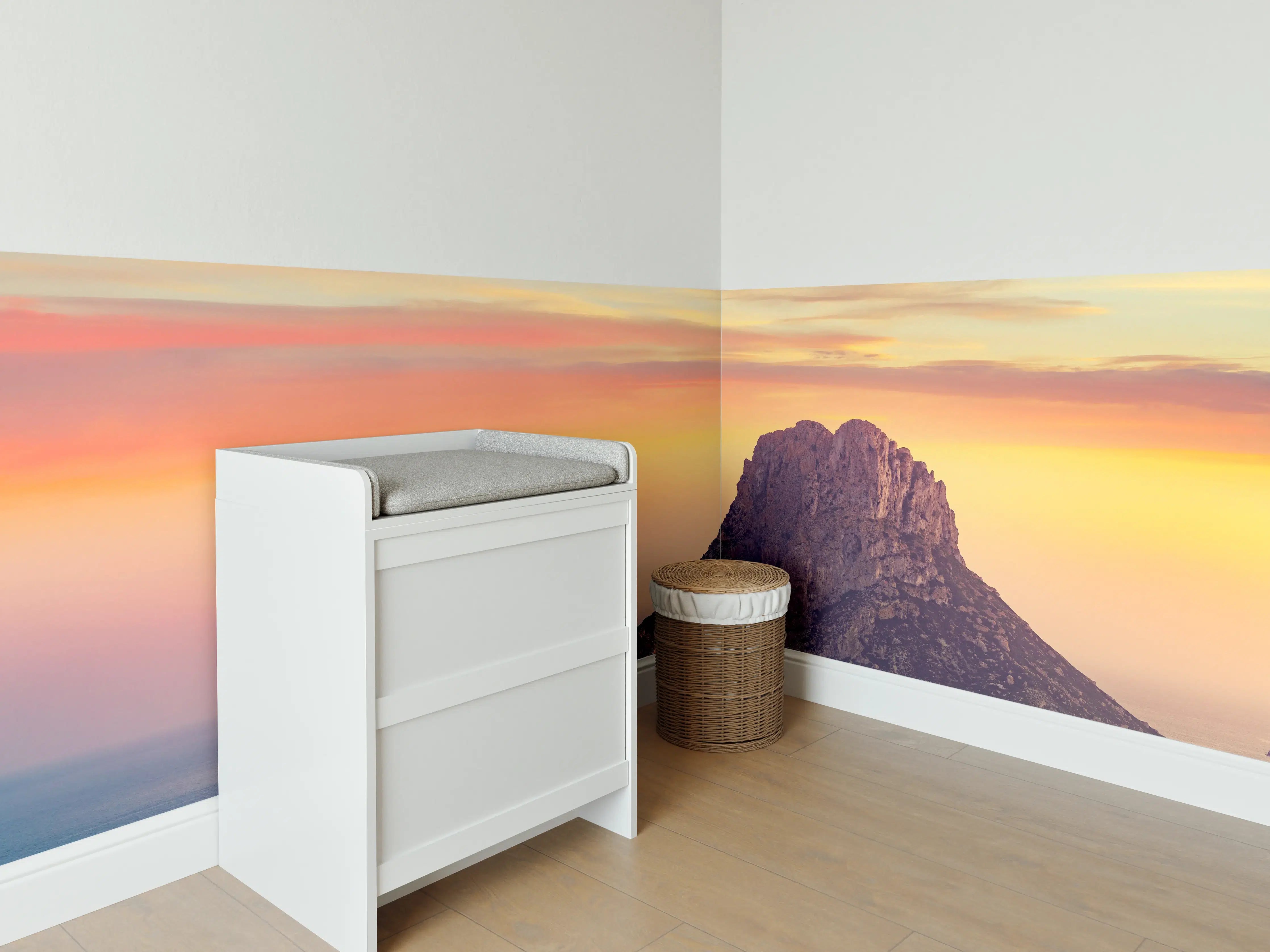 Babyzimmer Wandgestaltung - Sonnenuntergang auf der Insel Es Vedra auf den Balearen