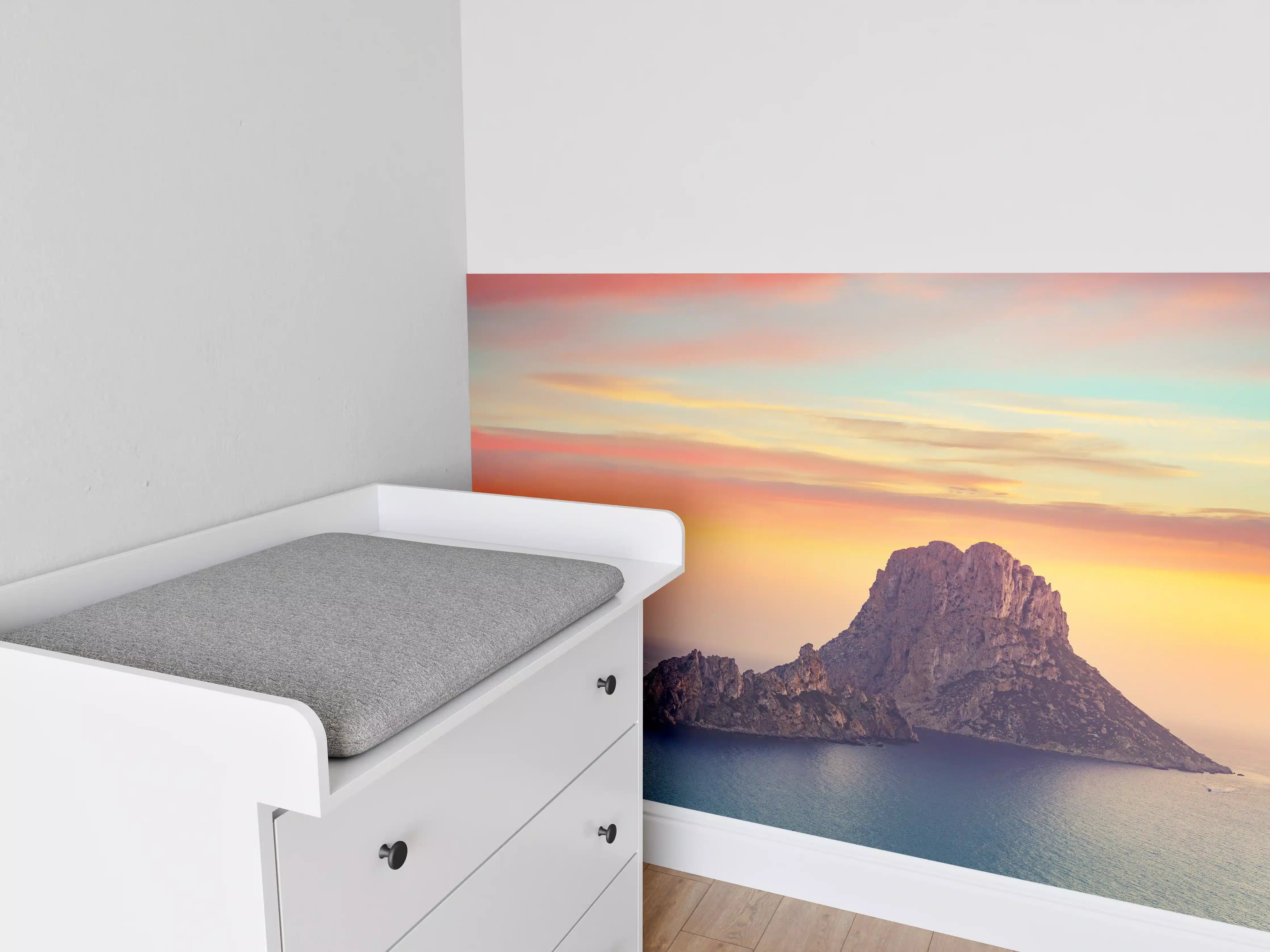 Babyzimmer Wandgestaltung - Sonnenuntergang auf der Insel Es Vedra auf den Balearen