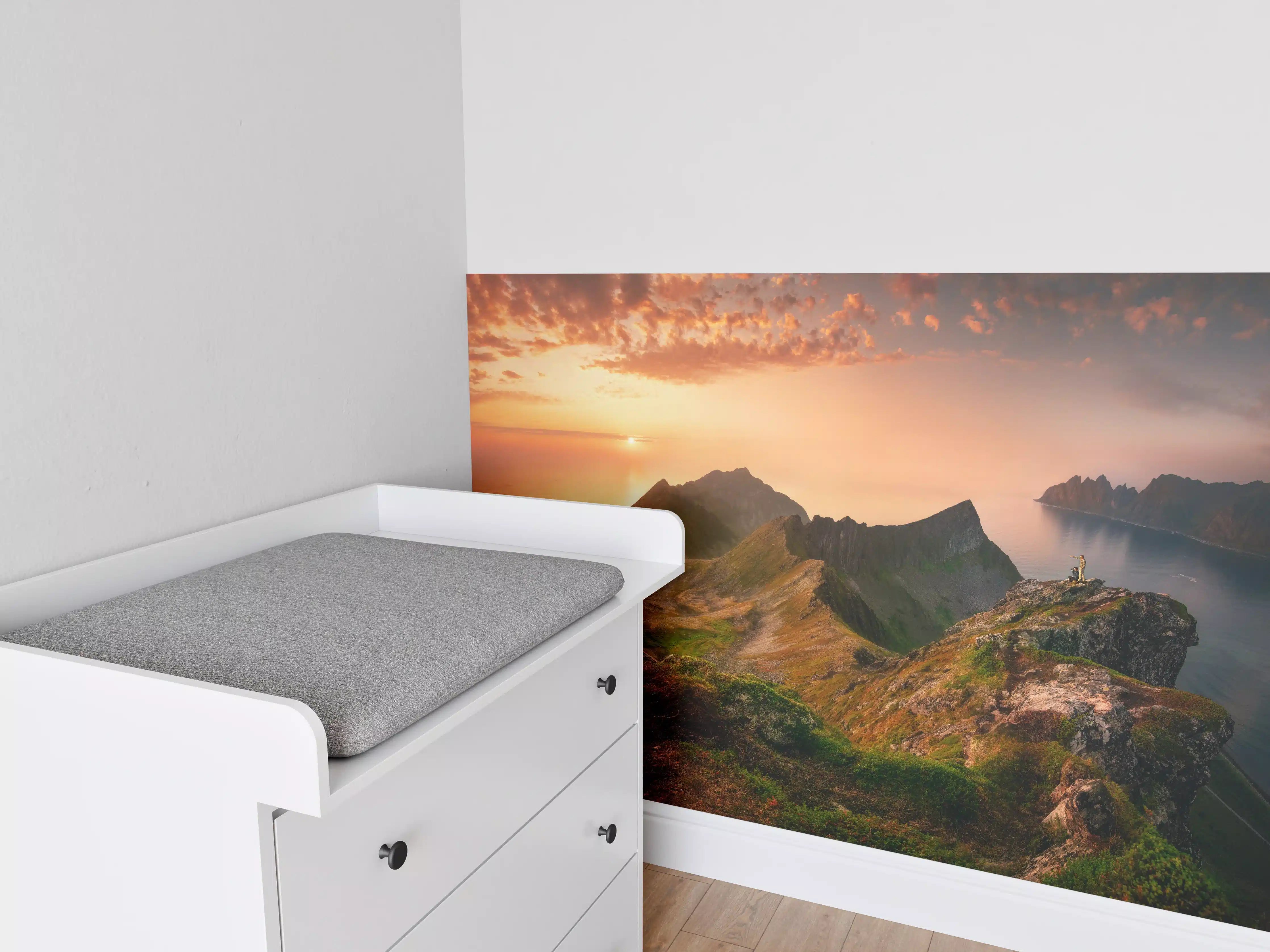 Babyzimmer Wandgestaltung - Sonnenuntergang auf der Insel Senja