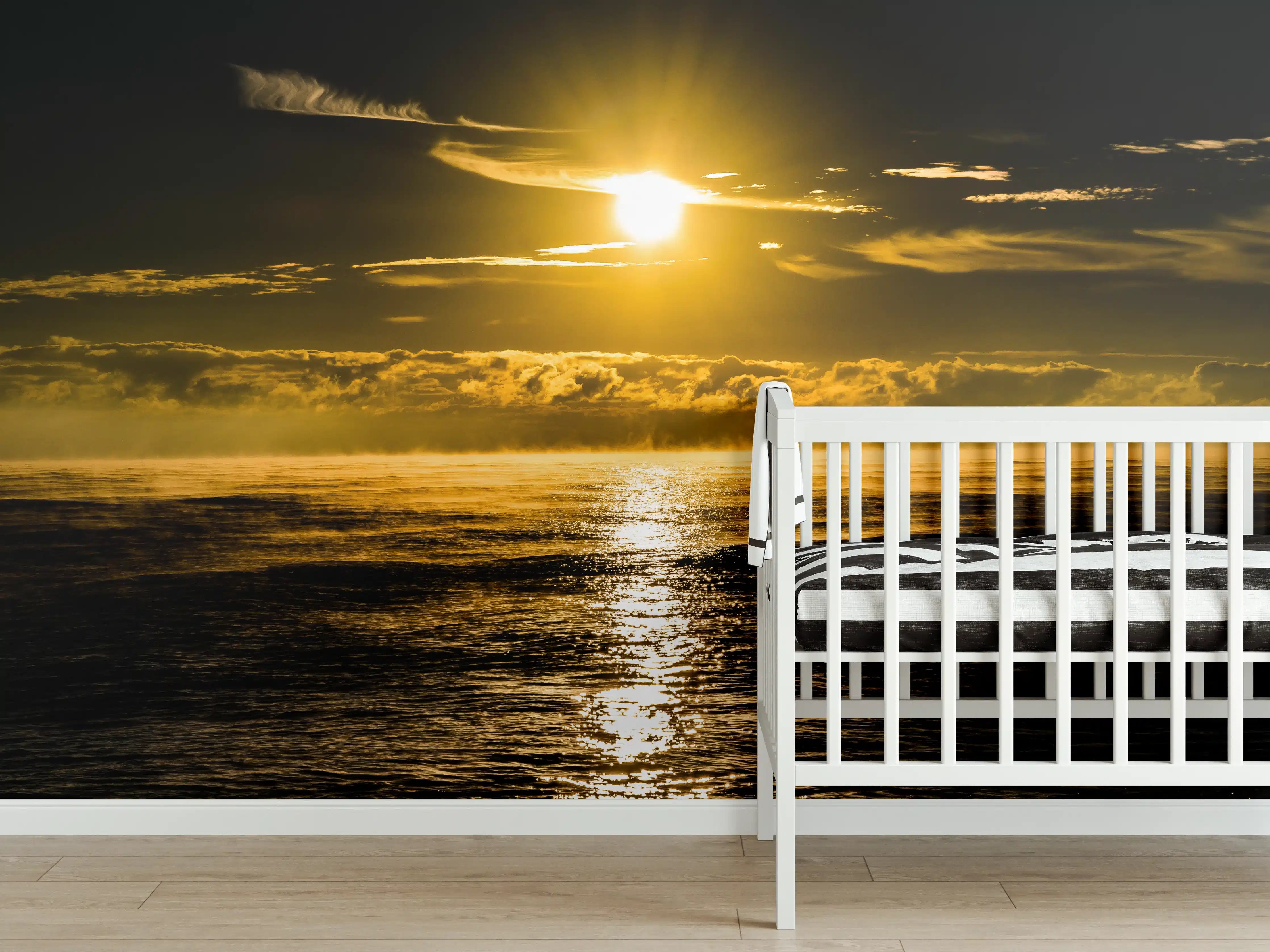 Babyzimmer Wandgestaltung - Sonnenuntergang über dem Meer