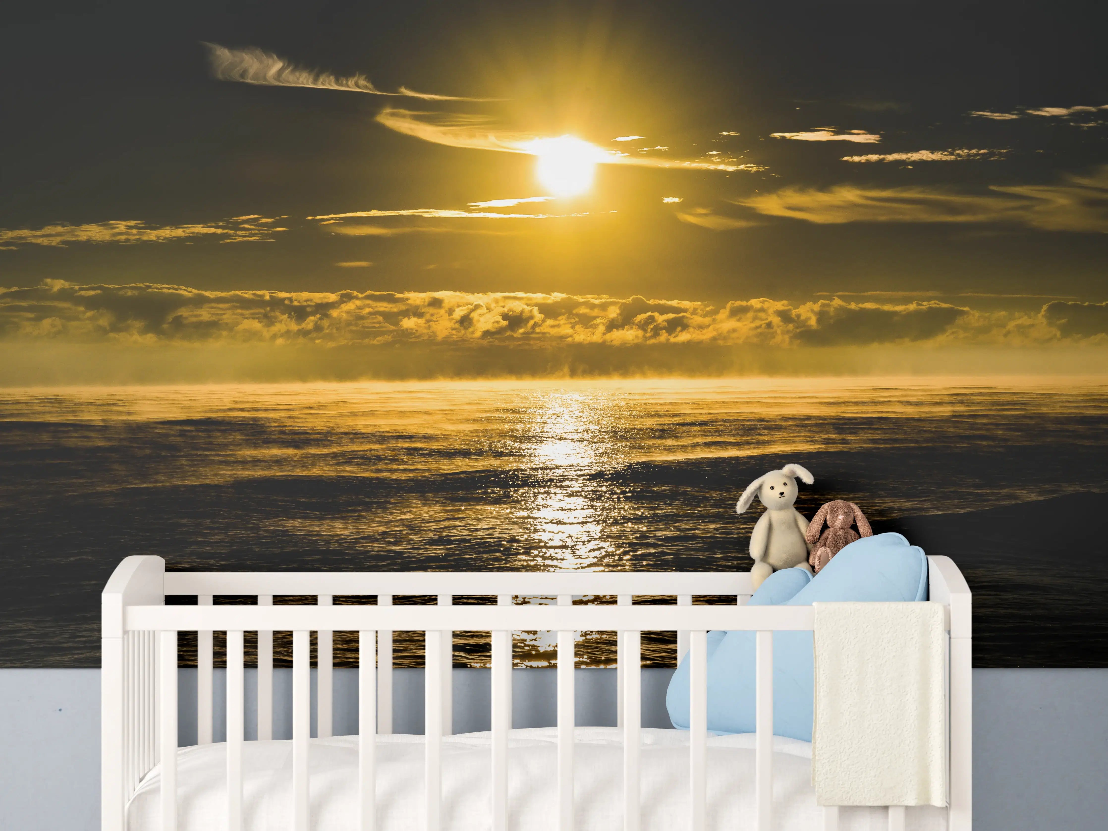Babyzimmer Wandgestaltung - Sonnenuntergang über dem Meer