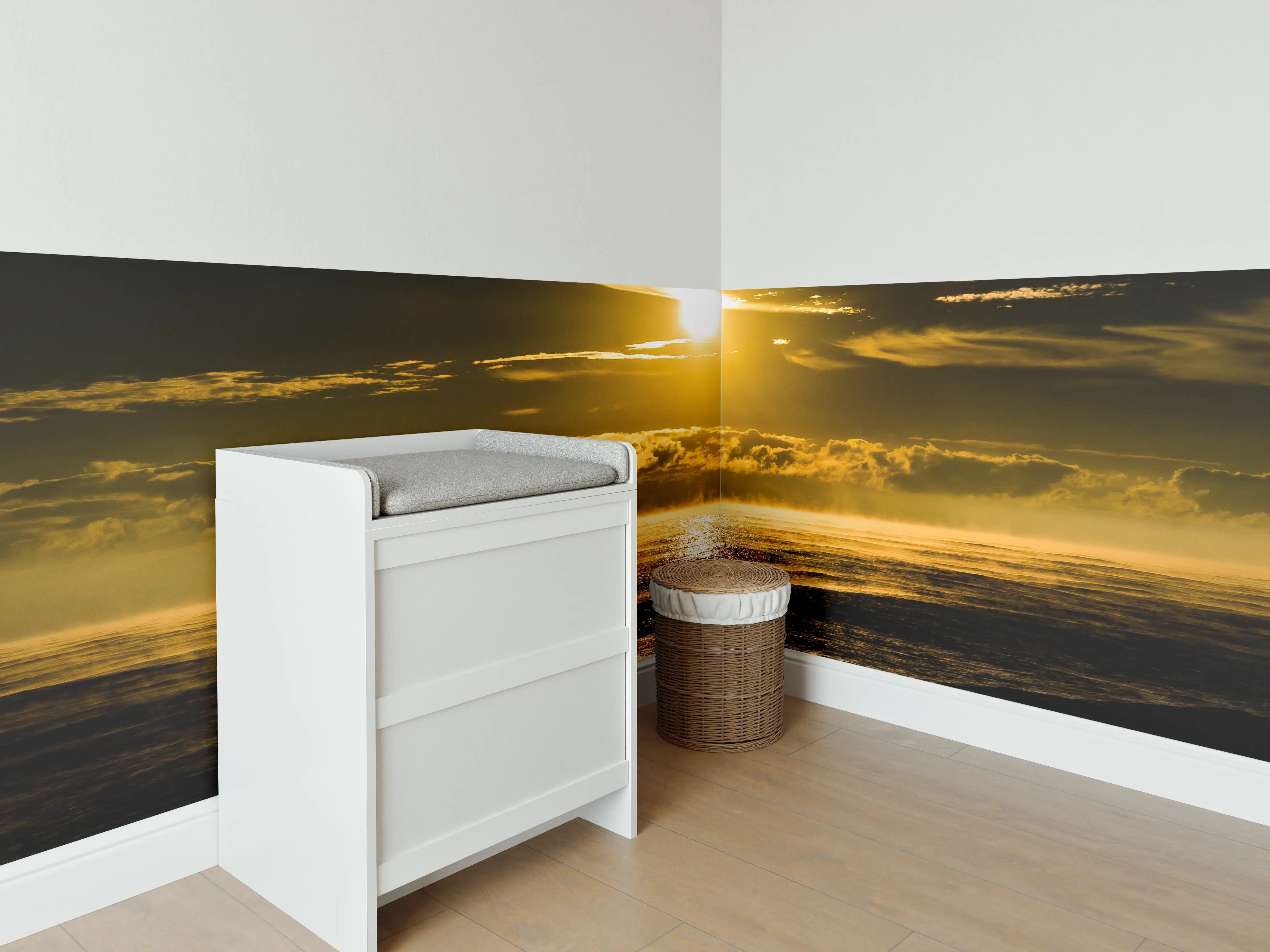 Babyzimmer Wandgestaltung - Sonnenuntergang über dem Meer