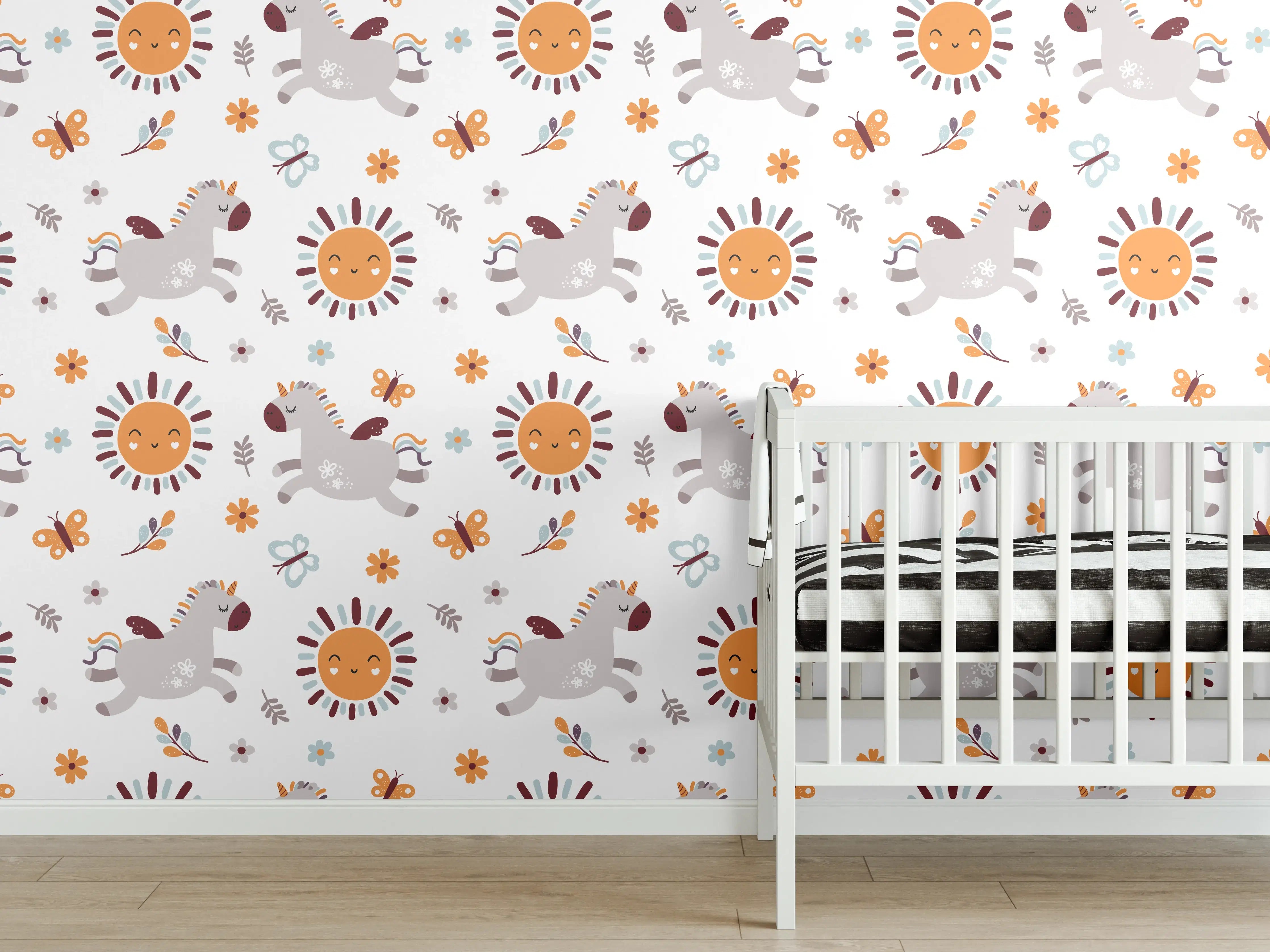 Babyzimmer Wandgestaltung - Sonnige Drachen und Blumen im Kinderzimmer