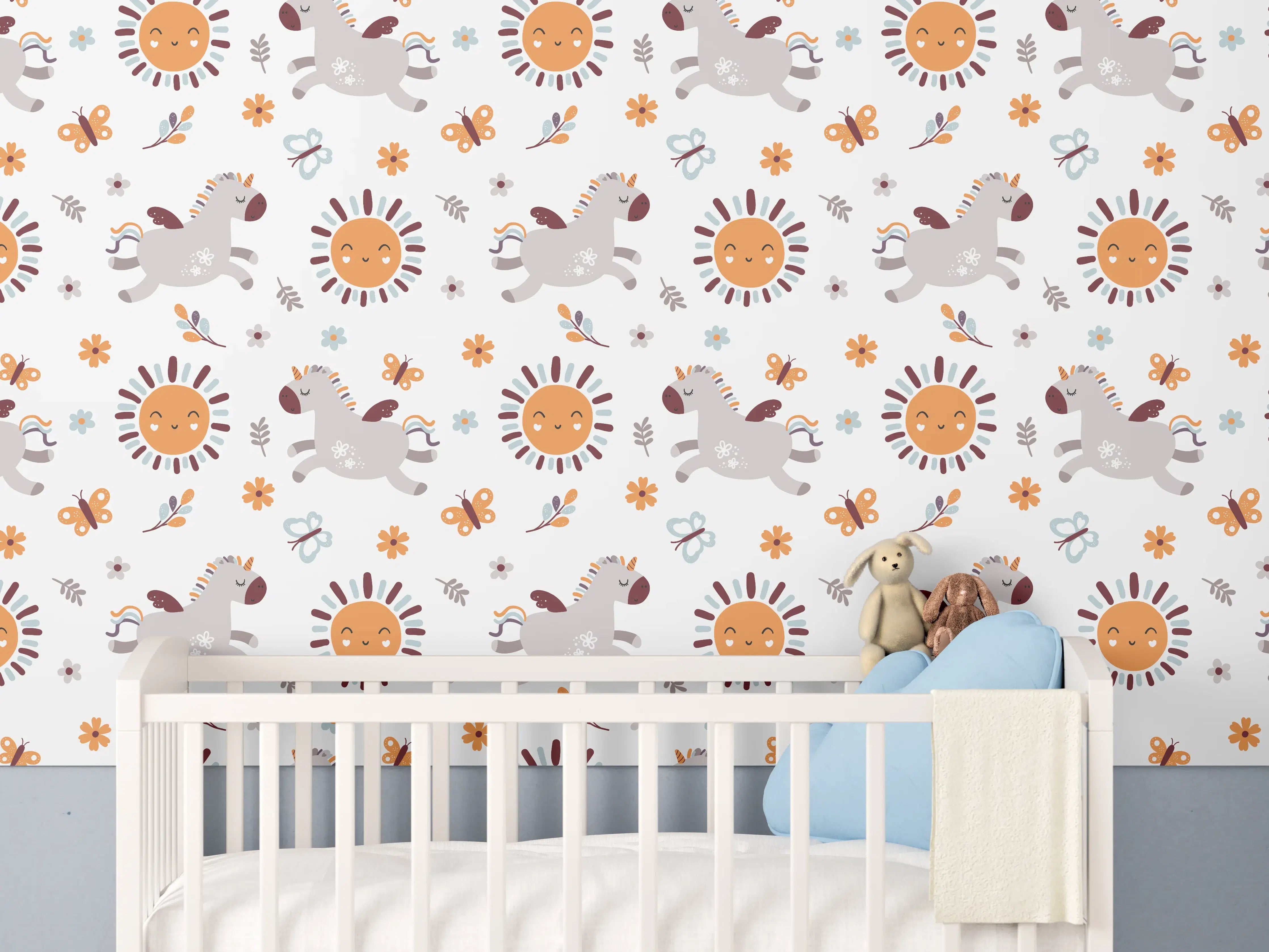 Babyzimmer Wandgestaltung - Sonnige Drachen und Blumen im Kinderzimmer