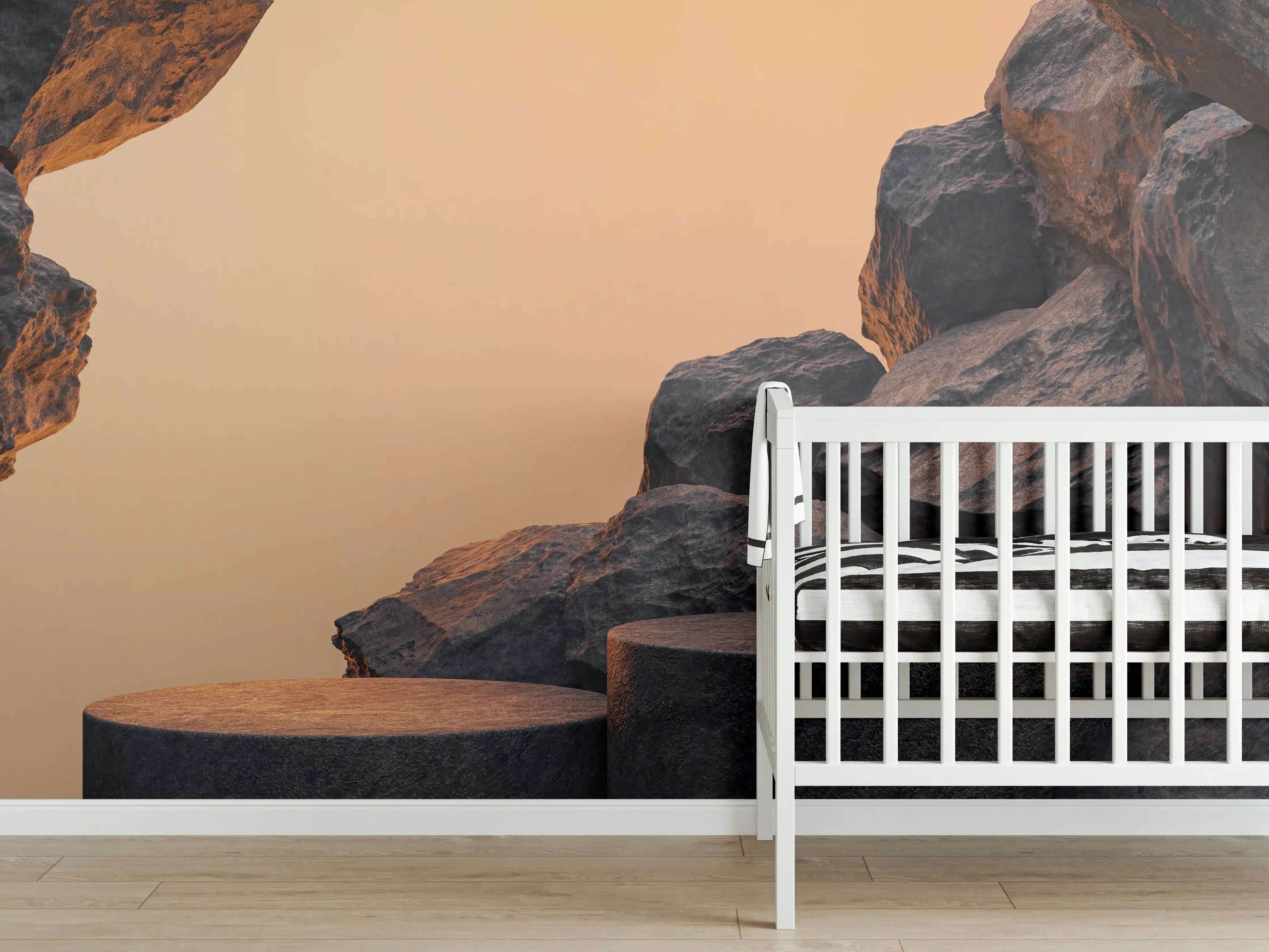 Babyzimmer Wandgestaltung - Steiniger Hintergrund - Grau